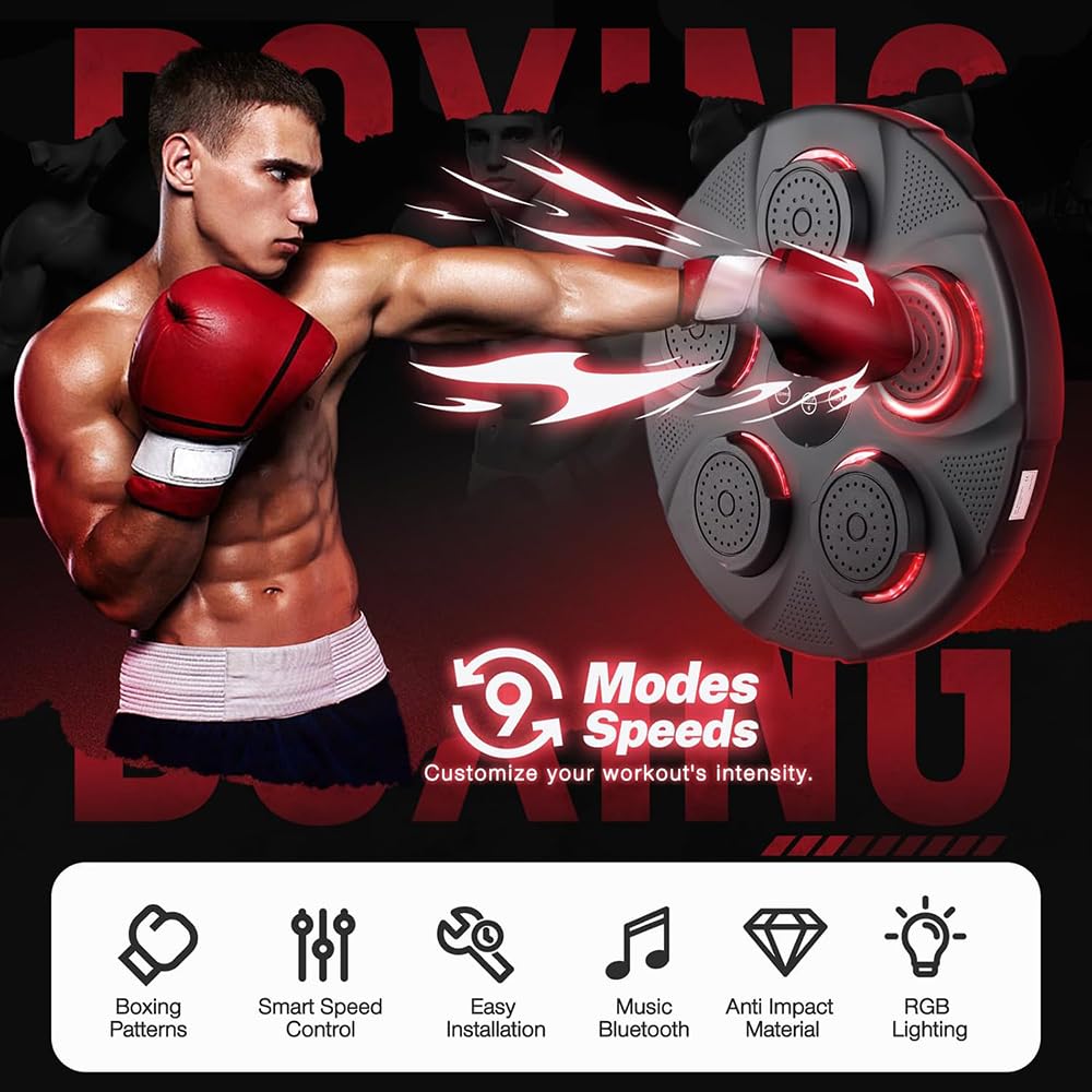 Bluetooth Smart Boxing Board - Electronic Punching Game Equipment with Gloves, USB Boxing Training Machine for Adults & Teens | Wall Mounted Music Boxing for Home & Gym Workouts | Perfect for Fitness Training, Stress Relief & Interactive Entertainment