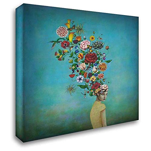 Huynh Duy 28x28 Large Gallery Wrapped Canvas Art - A Mindful Garden Painting - Modern Home Decor for Living Room, Bedroom & Office Wall