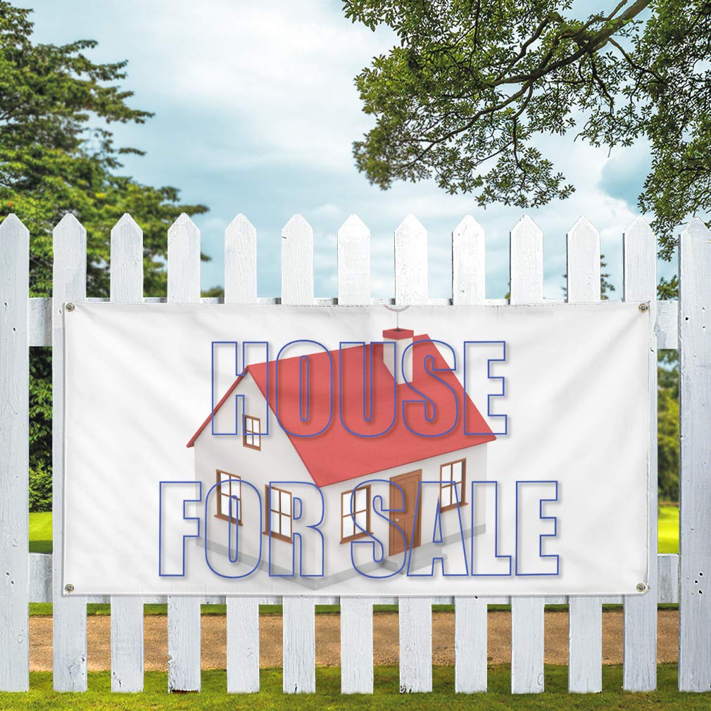 Custom Vinyl Banner for Sale - Durable Outdoor Weatherproof House for Sale Sign with 10 Grommets (60x144 Inches) - Perfect for Real Estate Advertising, Yard Signs, and Business Promotion