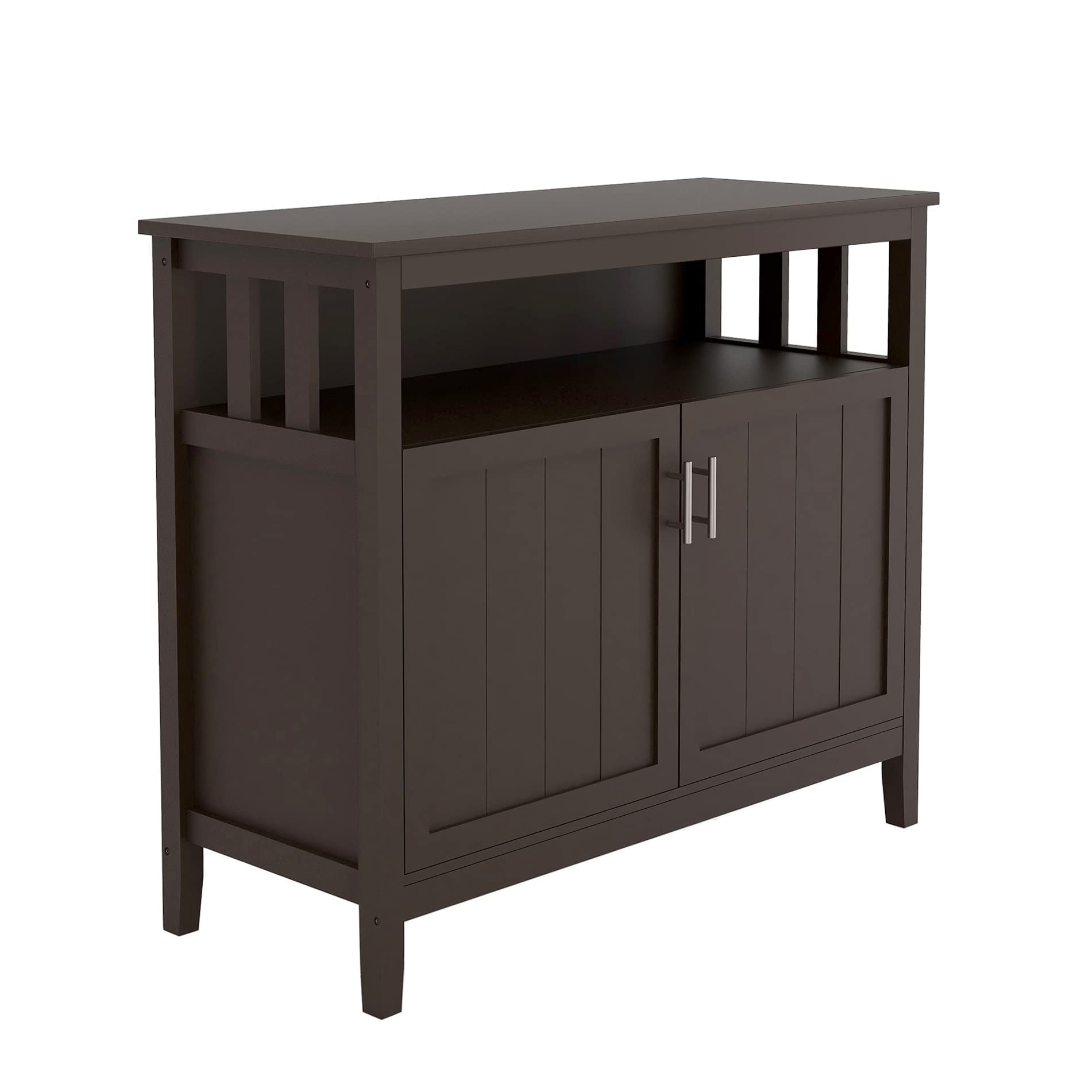 Goujxcy 40in Brown Kitchen Storage Sideboard with 2 Doors, Adjustable Shelf, Free Standing Buffet Cabinet for Dining Room, Living Room, and Home Office Organization