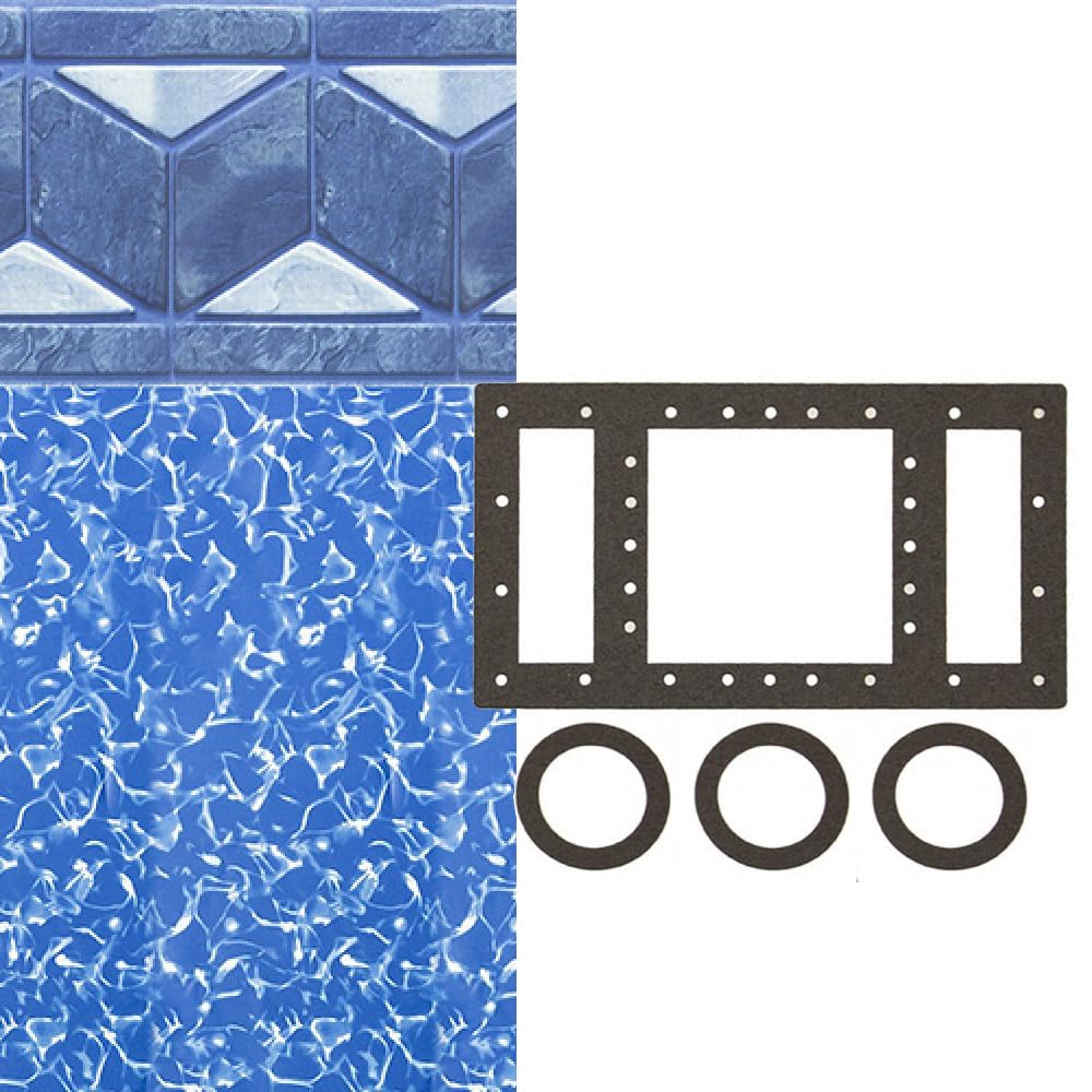 Smartline Tuscan 15-Foot Round Pool Liner | UniBead Style | 52-Inch Wall Height | 25 Gauge Virgin Vinyl Material | Above-Ground Swimming Pool Accessory | Universal Gasket Kit Included | Perfect for Backyard Summer Fun, Family Gatherings & Outdoor Relaxation