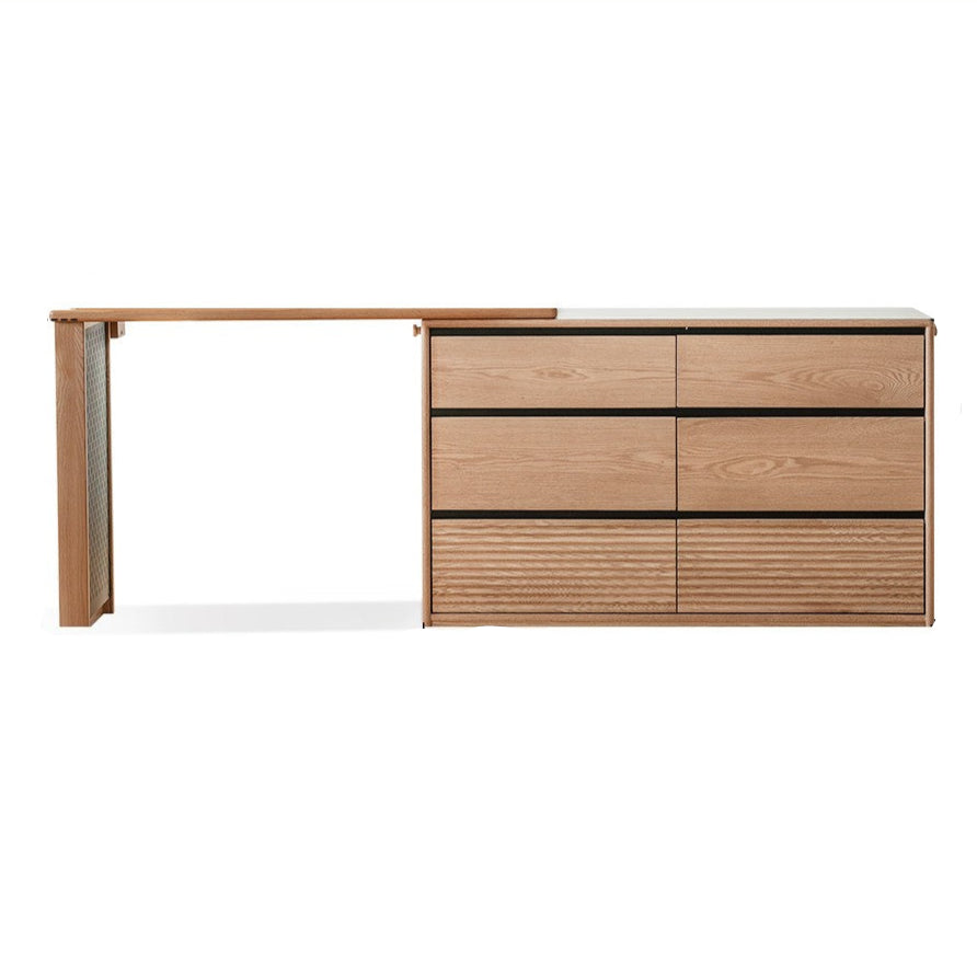 Solid Oak Wood Modern Extendable Dressing Table - Adjustable Vanity Desk for Makeup & Skincare - Perfect for Bedroom, Dorm, or Apartment
