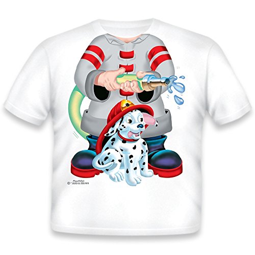Just Add A Kid Little Boys' Fireman T-Shirt - Cute Firefighter Costume Top for Toddlers & Kids - Perfect for Dress Up, Role Play & Halloween Costumes