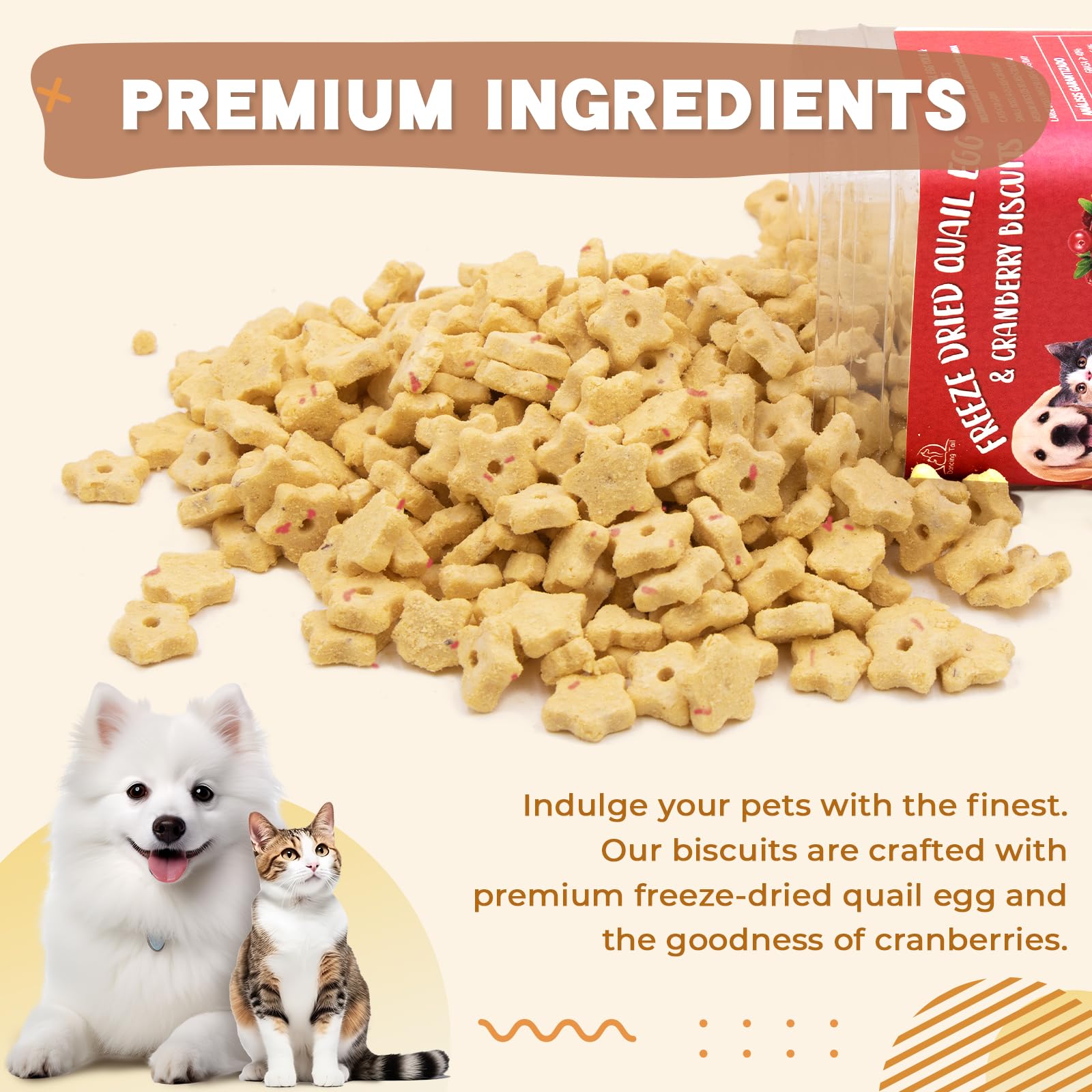 Freeze Dried Quail Egg Yolk & Cranberry Cat Dog Treats - Healthy Dehydrated Training Snacks for Pets - 2.5oz - Perfect for Reward Training & On-the-Go Treats