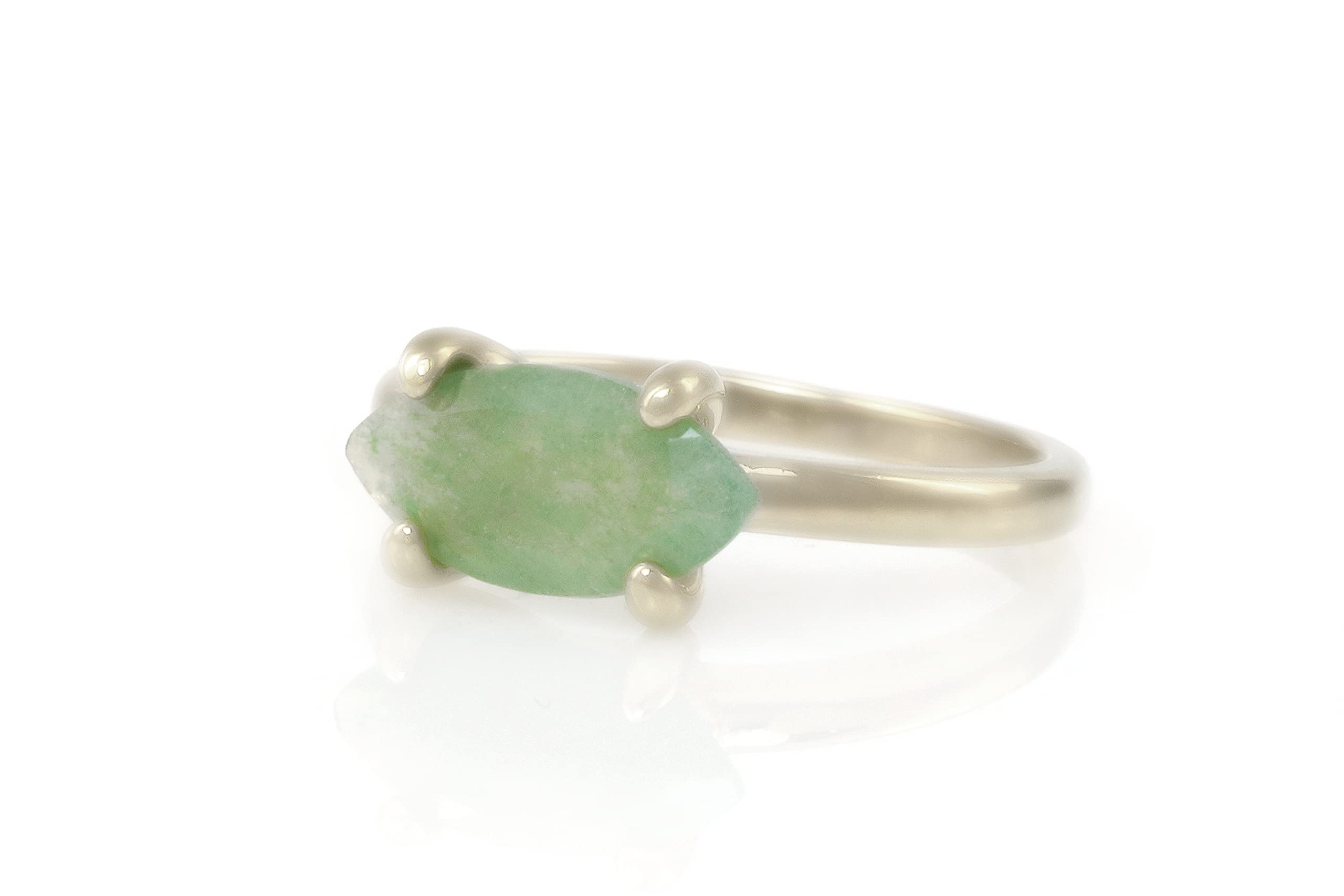 Rose Gold Anemone Green Aventurine Ring - Boho Stackable Jewelry for Women - Perfect for Everyday Wear & Gifting