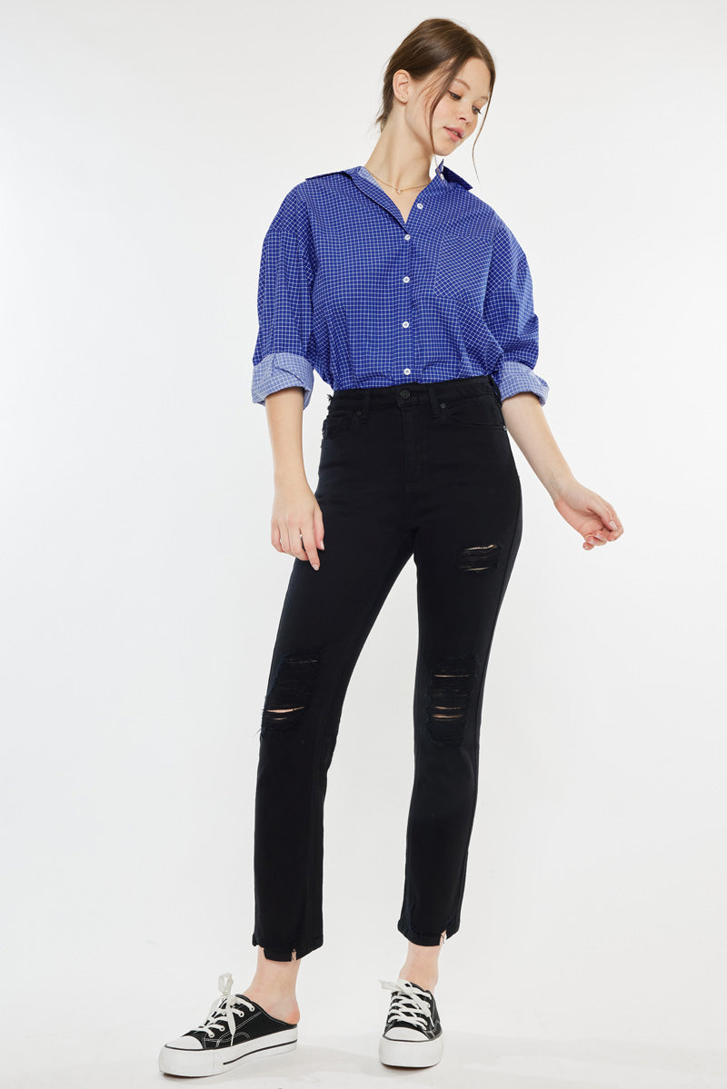 Haven Ultra High Rise Slim Straight Leg Jeans for Women - Stretch Denim Pants, Comfortable & Flattering Fit - Perfect for Casual Outfits, Workwear, and Everyday Style
