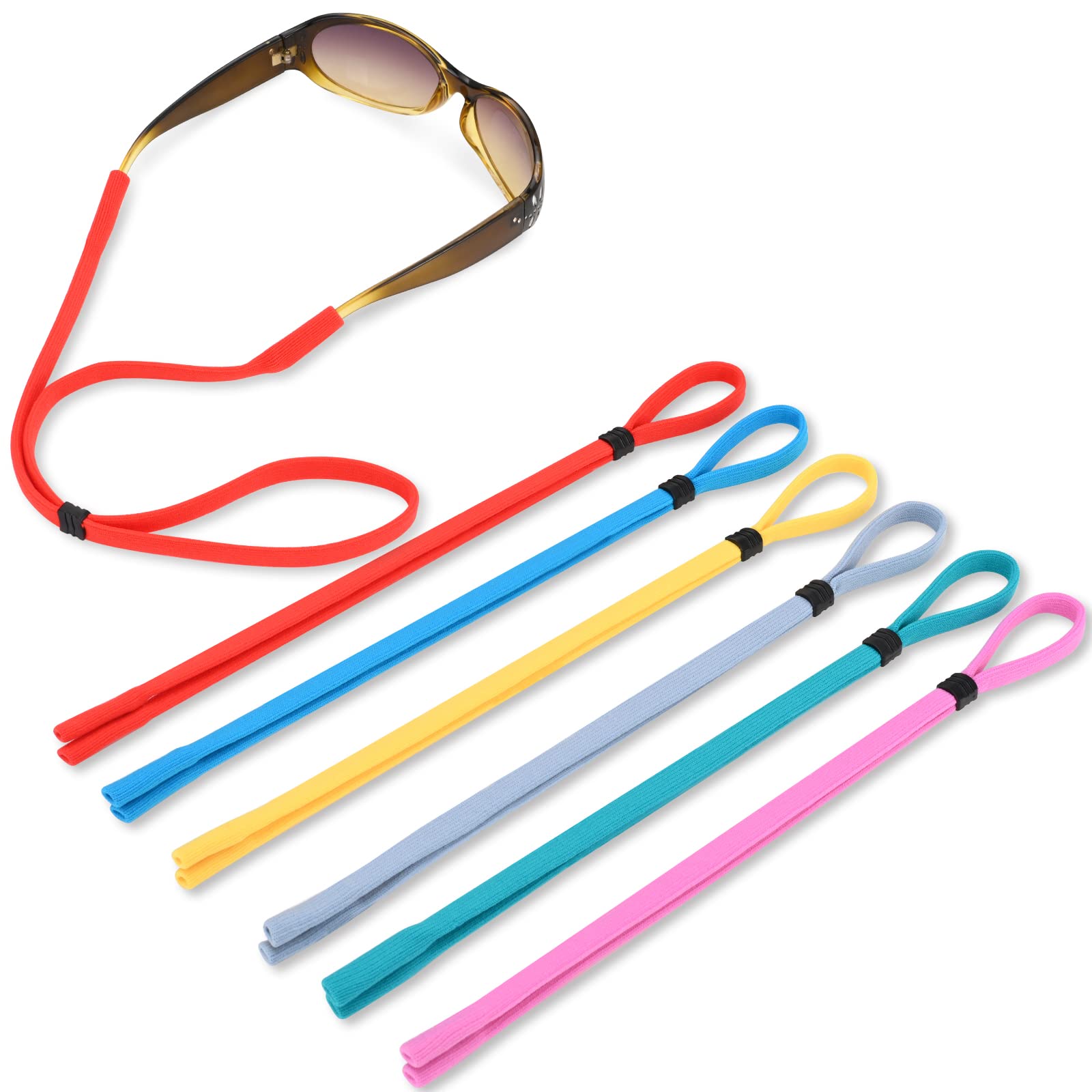 **6-Pack Unisex Sunglasses Strap for Men & Women - Adjustable Eyeglass Holder for Hiking, Running, Travel - Anti-Loss Neck Strap for Outdoor Activities (6 Colors)**