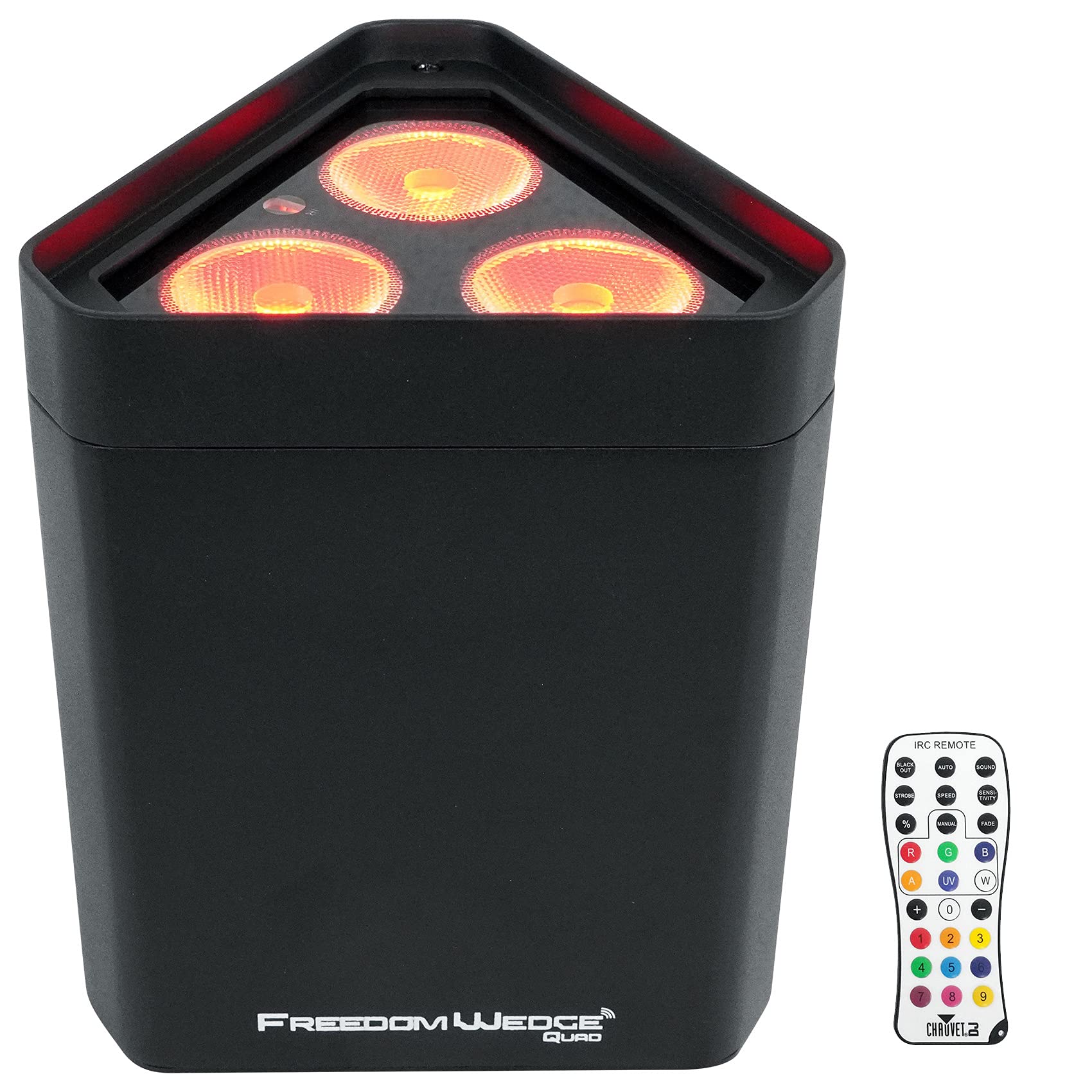 Chauvet Freedom Wedge Quad RGBA Wireless DMX Rechargeable Wash Light with Remote - Perfect for Stage Lighting, DJ Shows, and Live Events