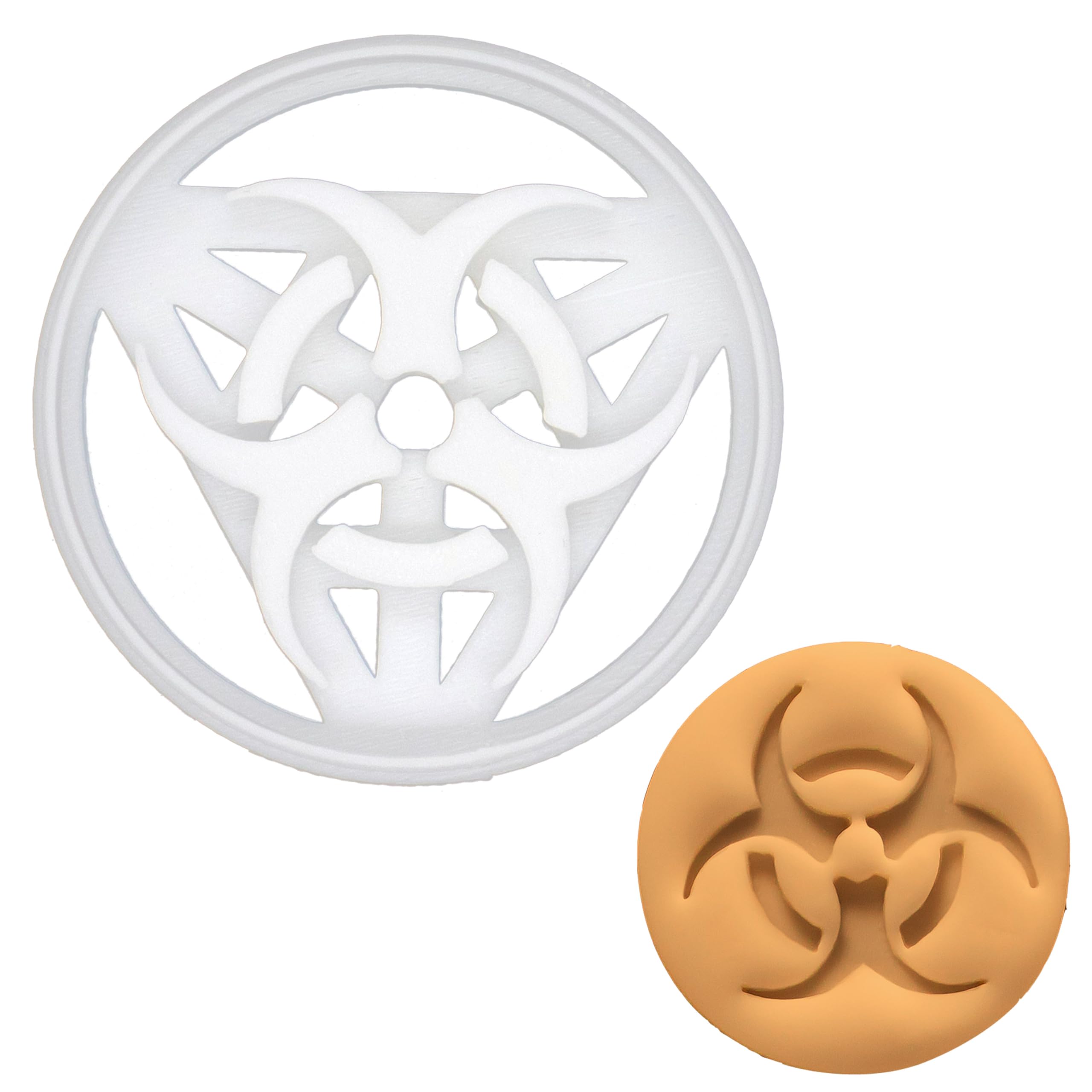 Biohazard Symbol Cookie Cutter - 1 Piece Stainless Steel Baking Tool for Halloween, Science Lab, or Apocalypse Themed Cookies - Bakerlogy