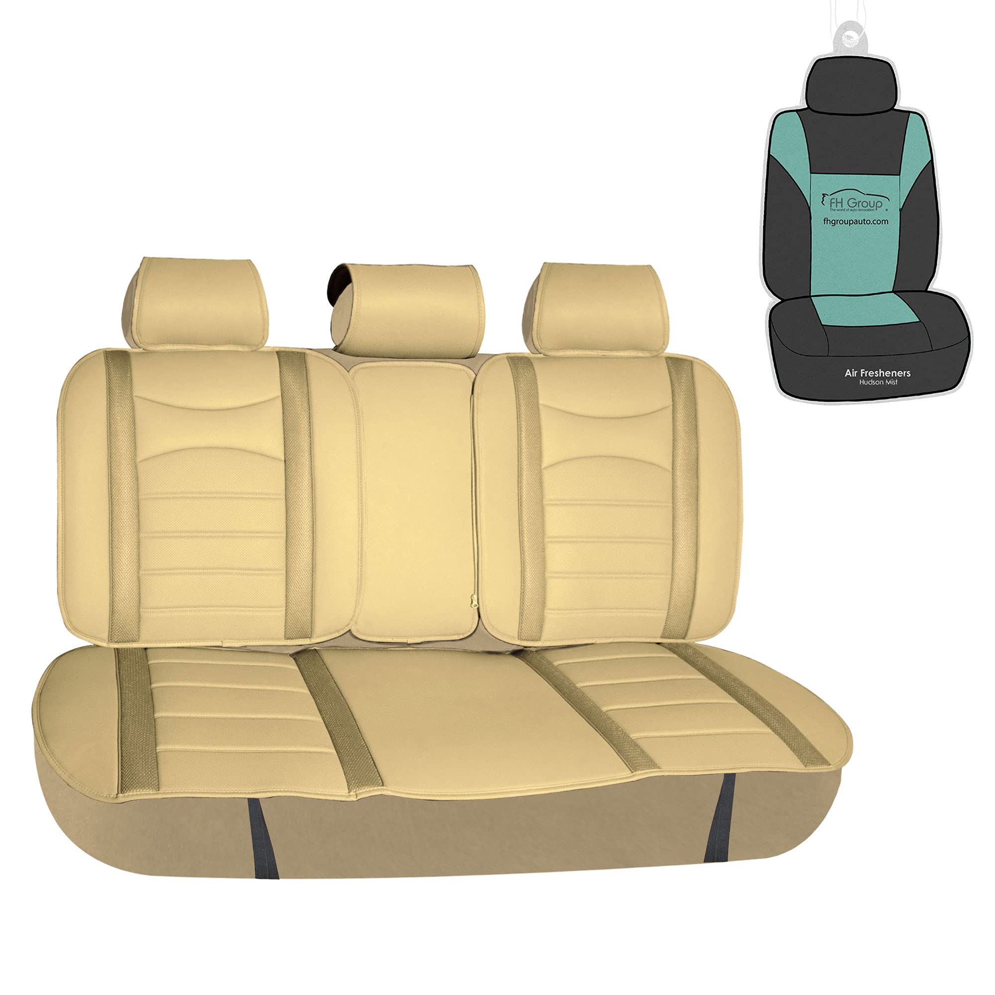 FH Group Universal Fit Car Seat Covers - Neo-Blend Leatherette Split Design, Waterproof Beige Faux Leather Cushions for Cars, Trucks & SUVs | Perfect for Road Trips, Daily Commutes & Pet Protection