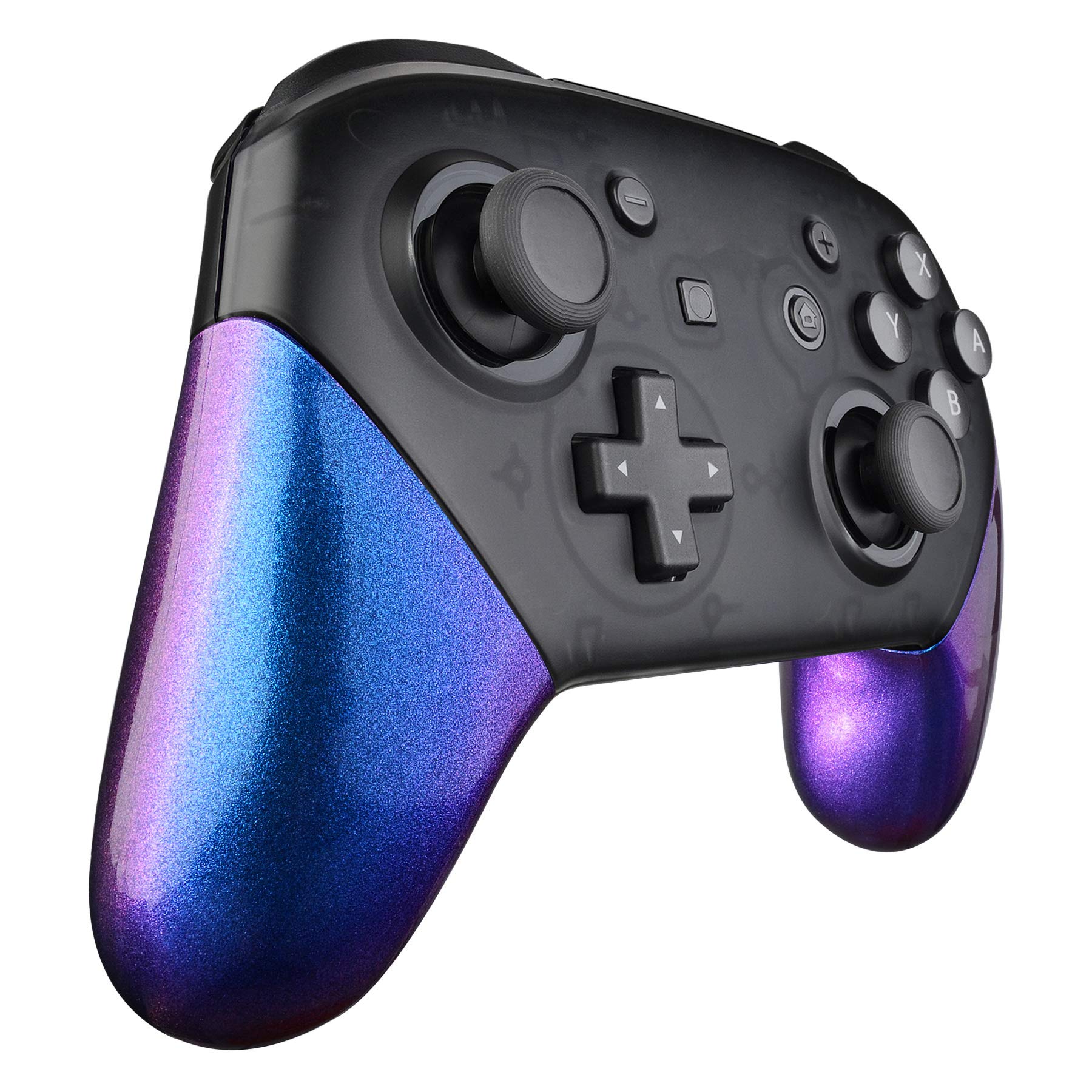 eXtremeRate Glossy Purple & Blue Custom Grip Case Replacement Shell for Nintendo Switch Pro Controller - Not a Gamepad - Perfect for Gaming, Travel & Home Use
