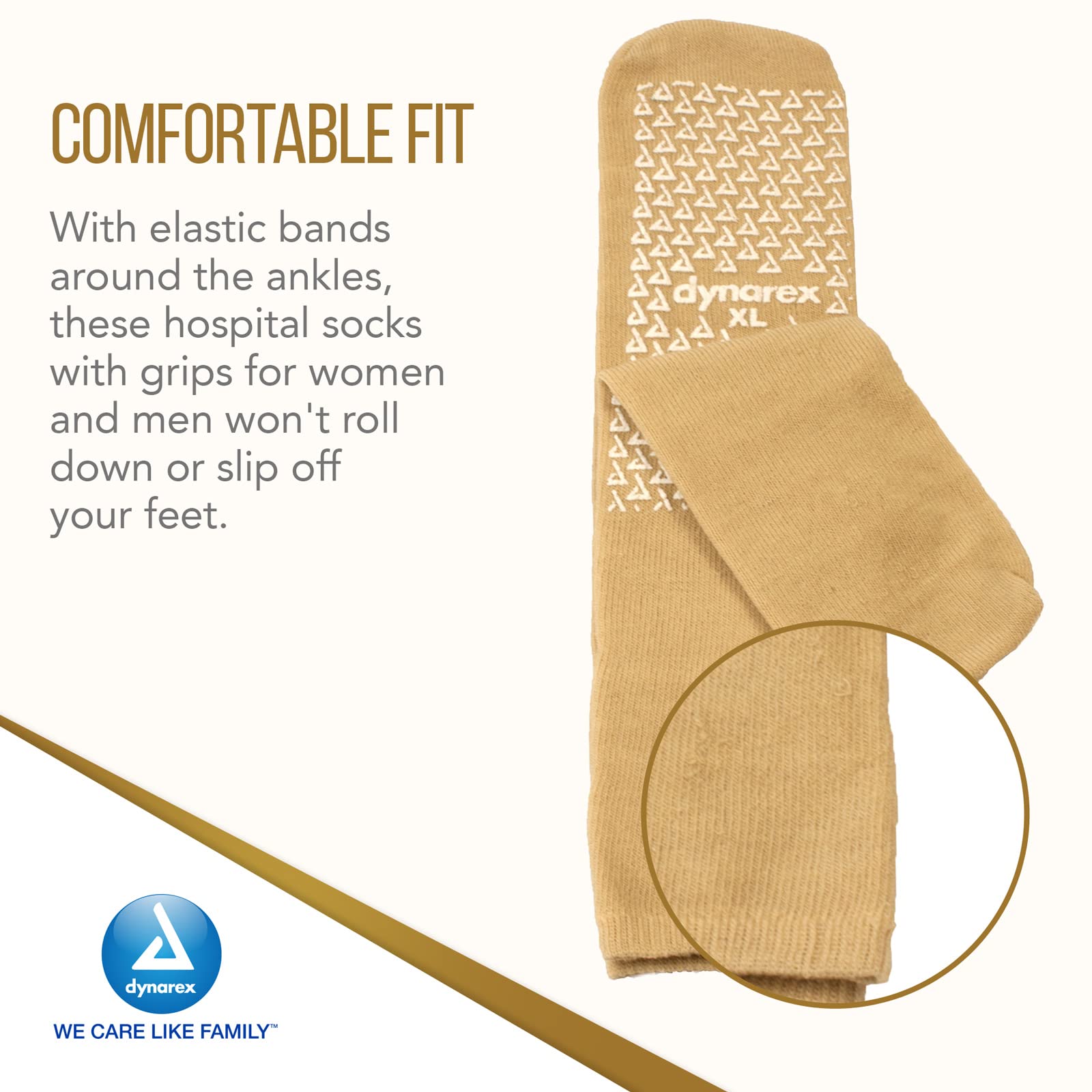 Dynarex Non-Slip Slipper Socks with Grips for Women & Men - Anti-Skid Hospital Socks with Elastic Band, Latex-Free Grip Socks (48 Pairs Bulk Pack) - Perfect for Hospital, Home Care, and Elderly Safety
