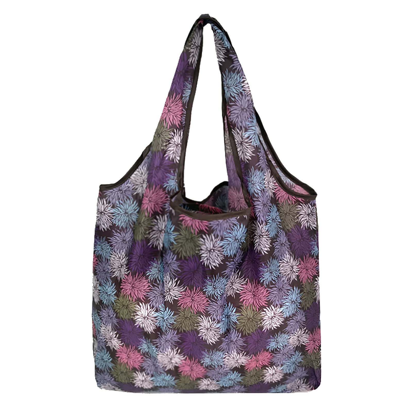 Yiser Reusable Foldable Grocery Bags - Washable Waterproof Shopping Tote for Food Storage & Travel - Eco-Friendly & Cute Design (One Size, F) - Perfect for Groceries, Picnics & Beach Trips