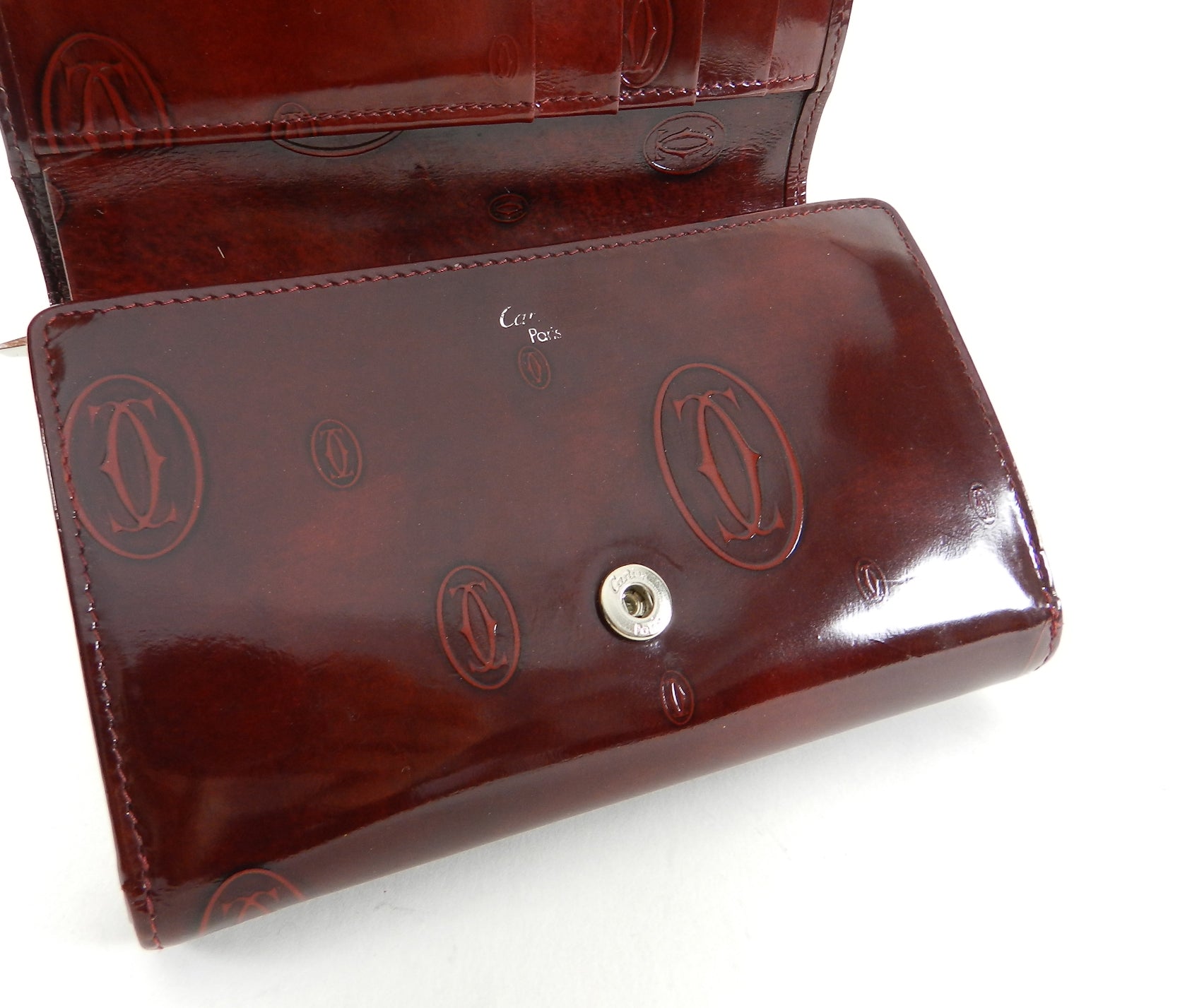 Cartier Burgundy Leather Trifold Wallet with Logo - Luxury Gift for Birthday, Anniversary & Special Occasions - Perfect for Men & Women
