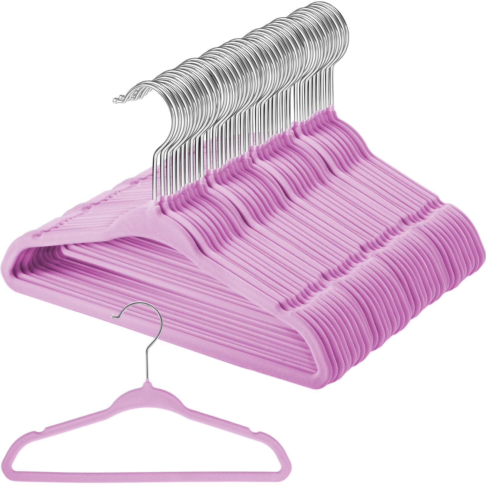 100 Pack Velvet Hangers Bulk - Non Slip Clothes Hangers for Baby Clothes - Durable Space Saving Hangers for Nursery & Toddler Wardrobe (Light Purple) - Perfect for Organizing Baby Clothes, Kids' Closets & Small Spaces