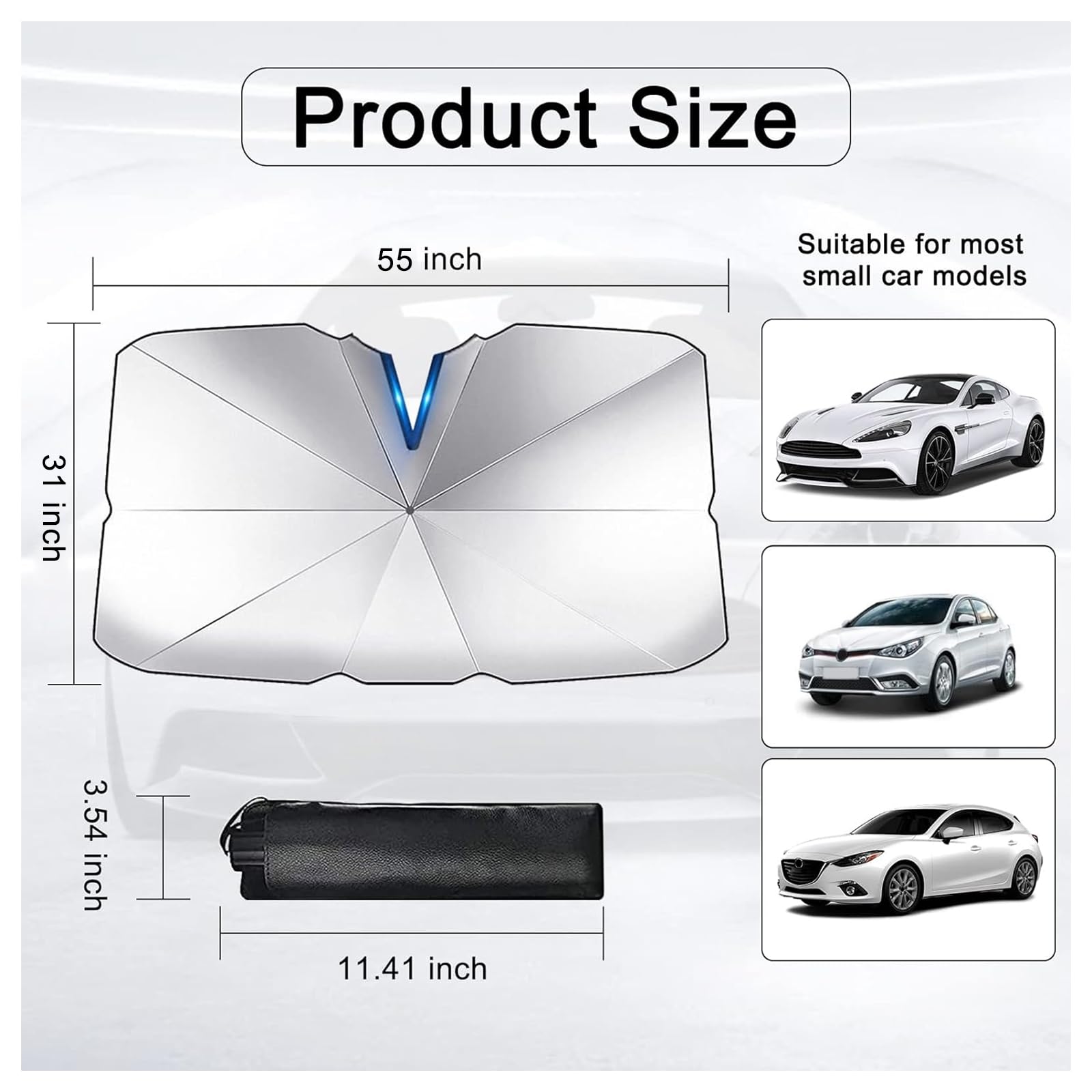 Universal Car Windshield Sun Shade - Ice Crystal Nano Reflective Sunshield for SUV, Truck & Most Vehicles (31