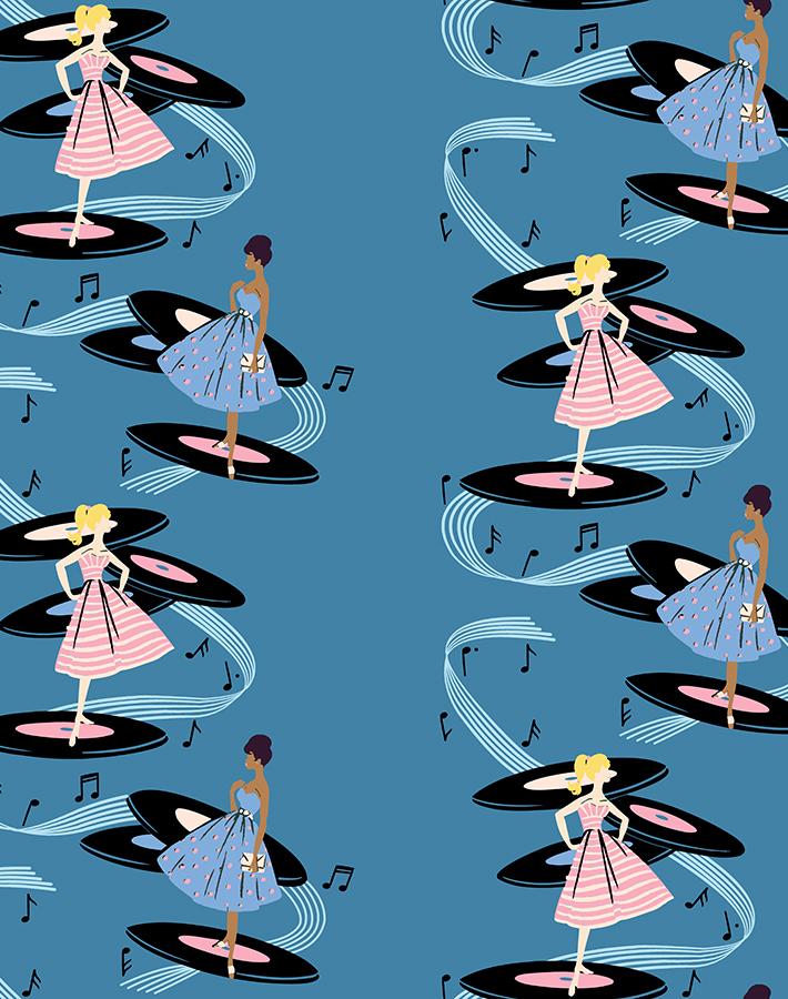 Barbie™ Galaxy Records Wallpaper - Lapis Blue Peel and Stick Removable Wallpaper for Bedroom, Living Room & Nursery Decor