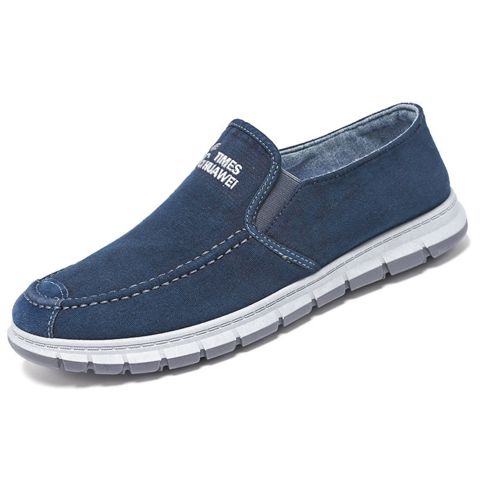 **Men's Lightweight Canvas Slip-On Loafers - Wide Width Comfortable Orthopedic Sneakers for Casual, Walking & Driving - Breathable Anti-Slip Sport Shoes for Outdoor & Tennis**    *(Ideal for Daily Wear, Travel, Work & Leisure Activities)*