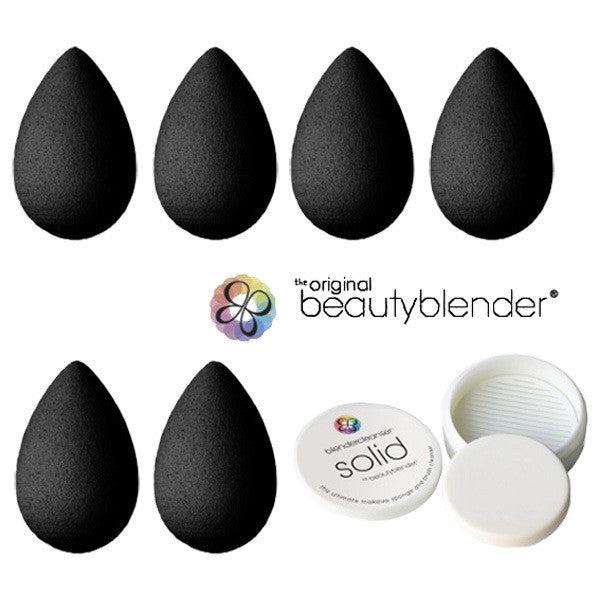 Beautyblender Pro BLACK Makeup Sponge Set - 6 Pack with Solid Cleanser for Flawless Foundation & Concealer Application - Perfect for Professional Makeup Artists & Everyday Use