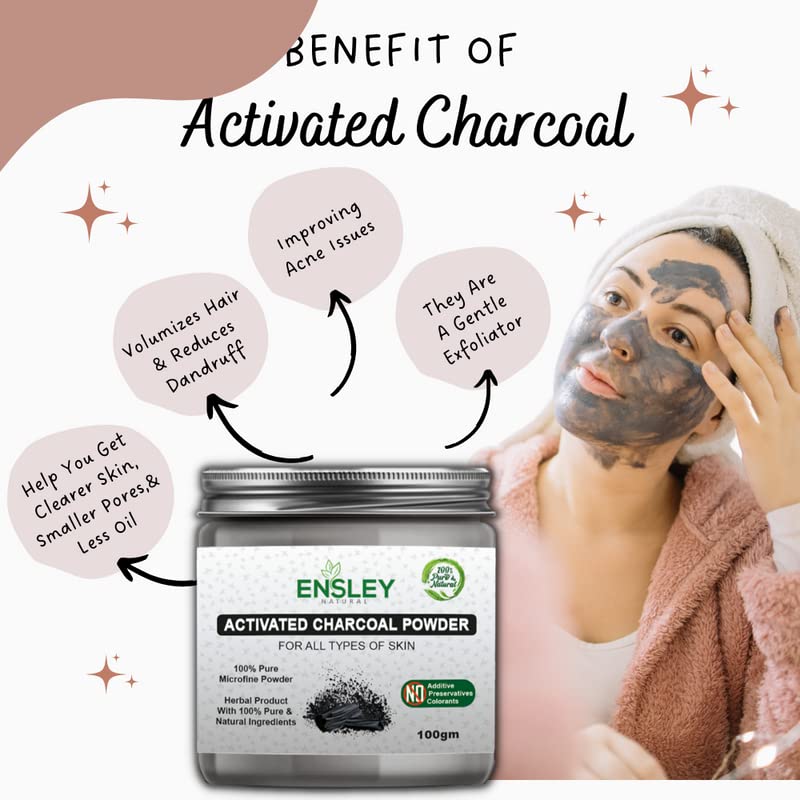100% Natural Pure Activated Charcoal Powder for Deep Cleaning - Exfoliating & Detoxifying Skin Care, Whitening & Brightening Face Treatment for Men & Women (300g) | Perfect for Daily Skincare Routine & Spa Treatments