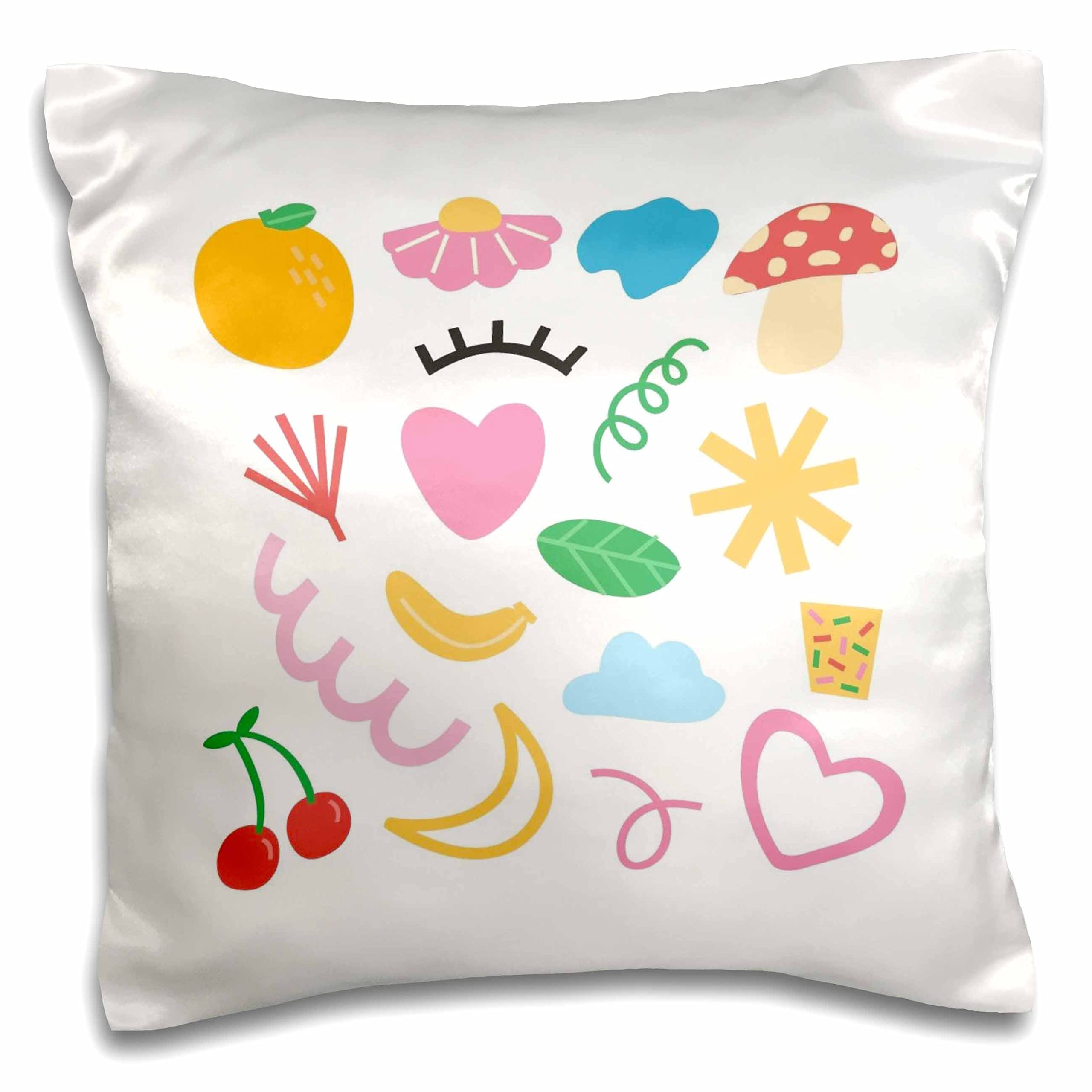 3dRose Hippie Cute Random Design Pillow Cases - Bohemian Style Home Decor for Living Room, Bedroom & Dorm (Set of 2) - Soft & Stylish Throw Pillow Covers for Couch, Sofa & Chair