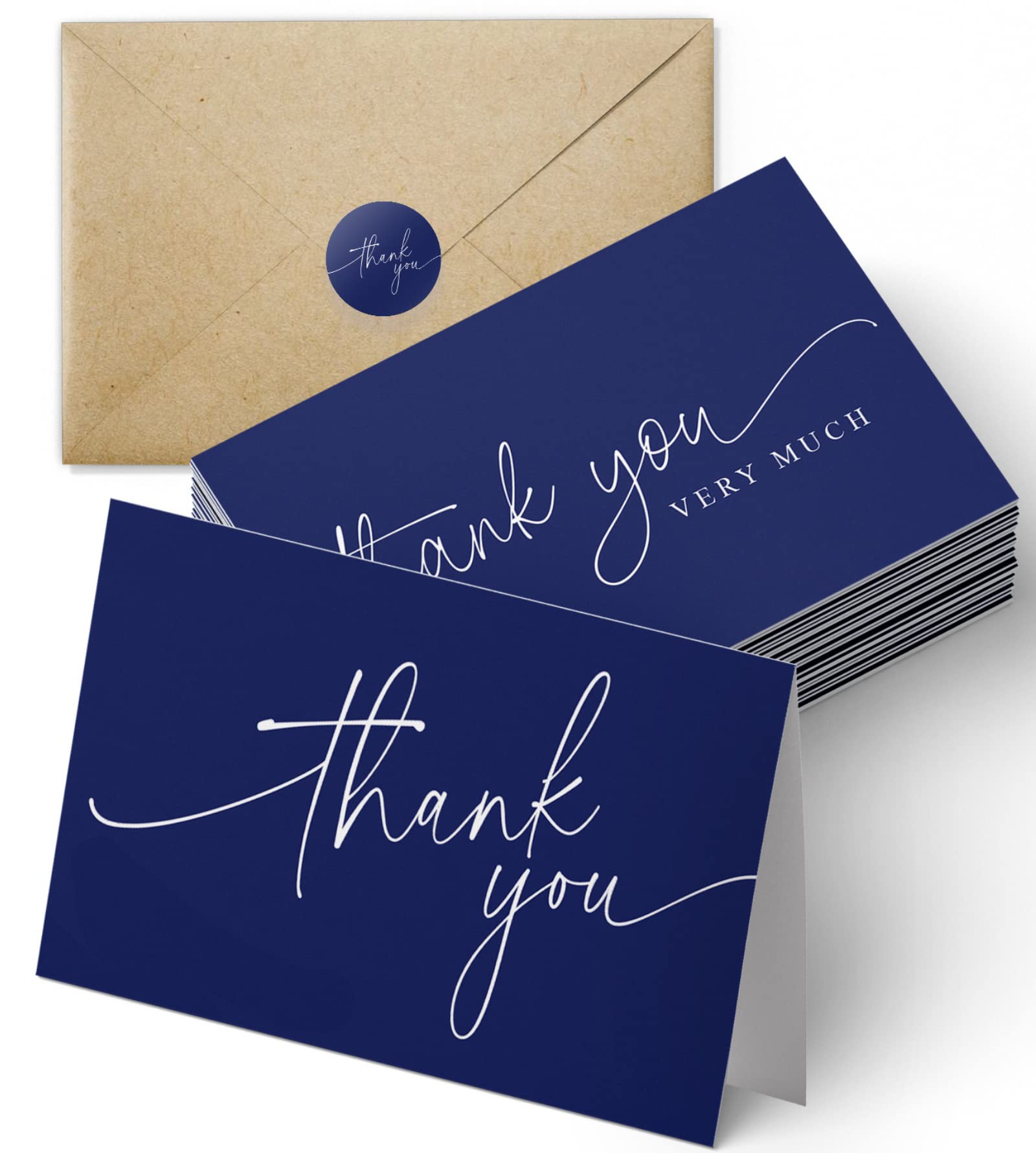 100 Pack Navy Blue Thank You Cards | Bulk Greeting Cards for Business, Wedding, Graduation & Appreciation Gifts | Premium Blank Note Cards | Perfect for Corporate Events, Party Favors & Personal Thank You Notes | Ideal for Office Appreciation, Client Gifts & Special Occasions | Great for Holiday Greetings, Bridal Showers & Employee Recognition