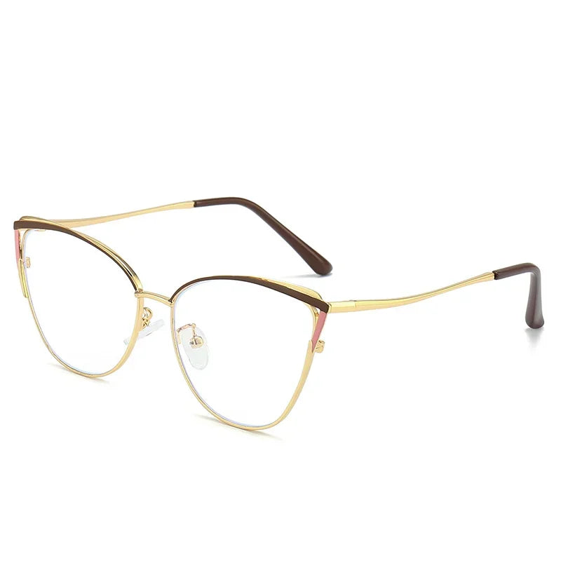 Aror Women's Full Rim Oval Cat Eye Alloy Eyeglasses Frame 9740 - Stylish Retro Glasses for Women, Perfect for Office, Reading & Fashion Accessories