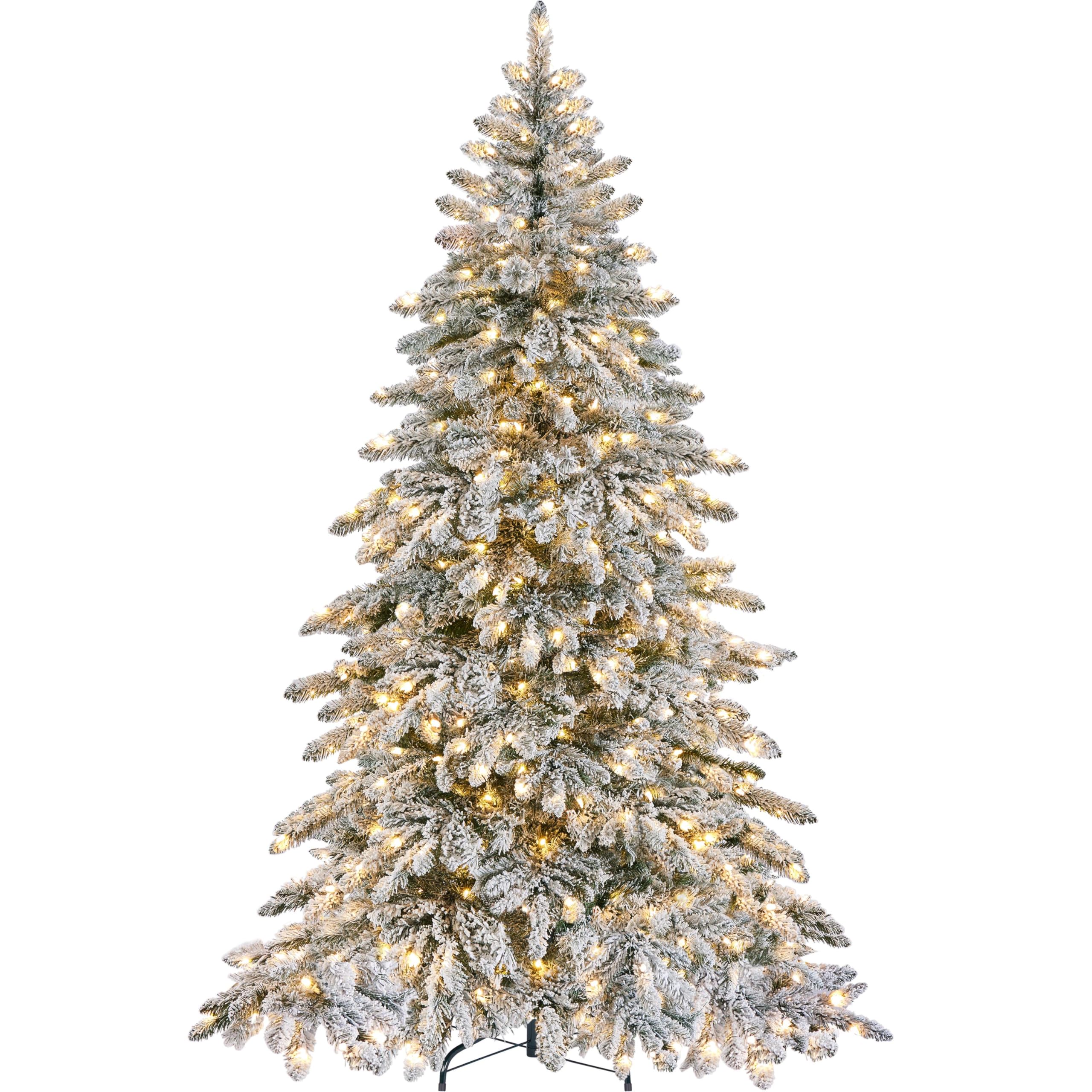 Yaheetech 6ft Pre-Lit Artificial Christmas Tree with 400 Warm White LED Lights & 940 PVC Tips, Hinged Snow Flocked Xmas Tree with Foldable Stand & Protective Foot Caps - Perfect for Home, Office, and Holiday Decorations
