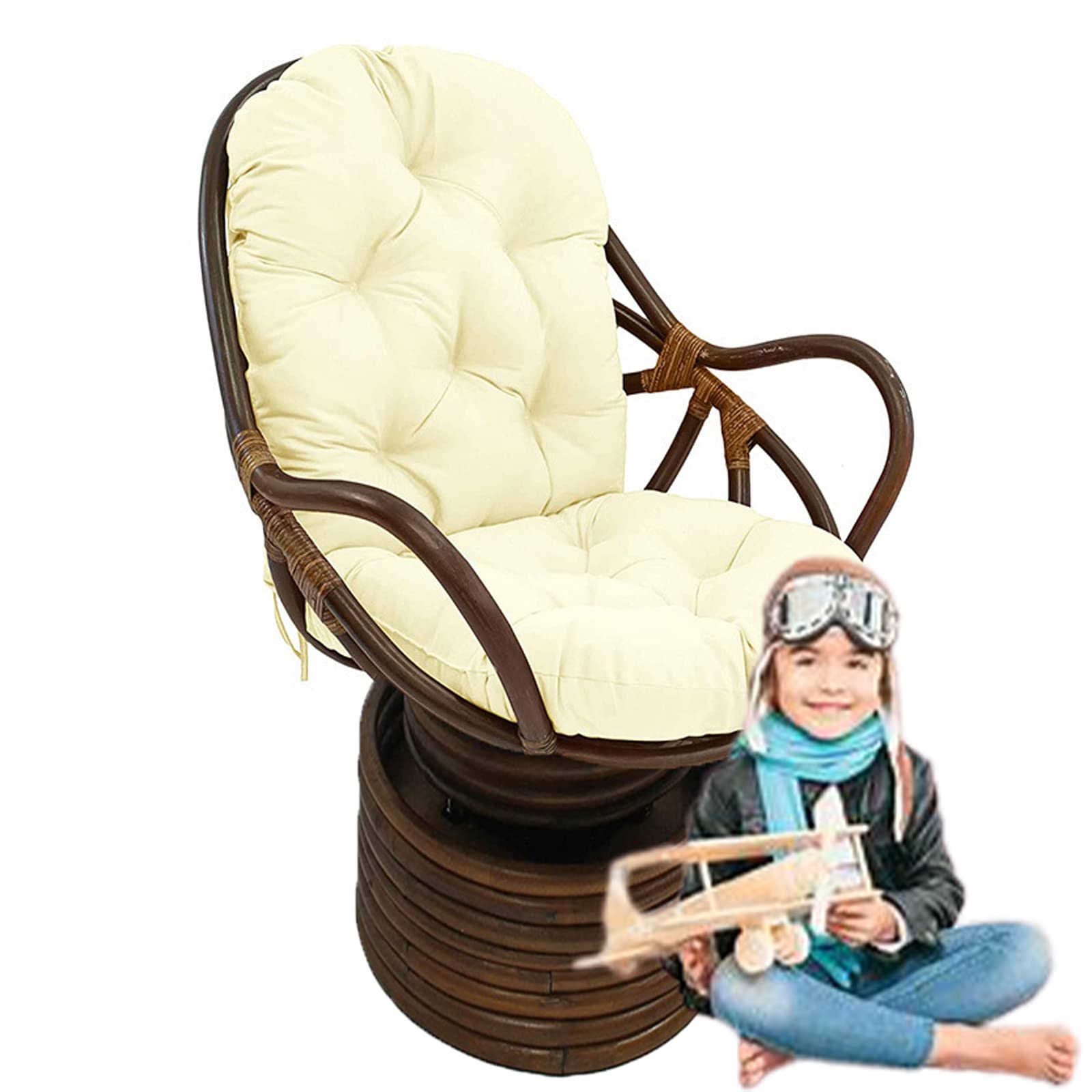 Premium Textured Rattan Swivel Rocker Chair Cushion - 47.24