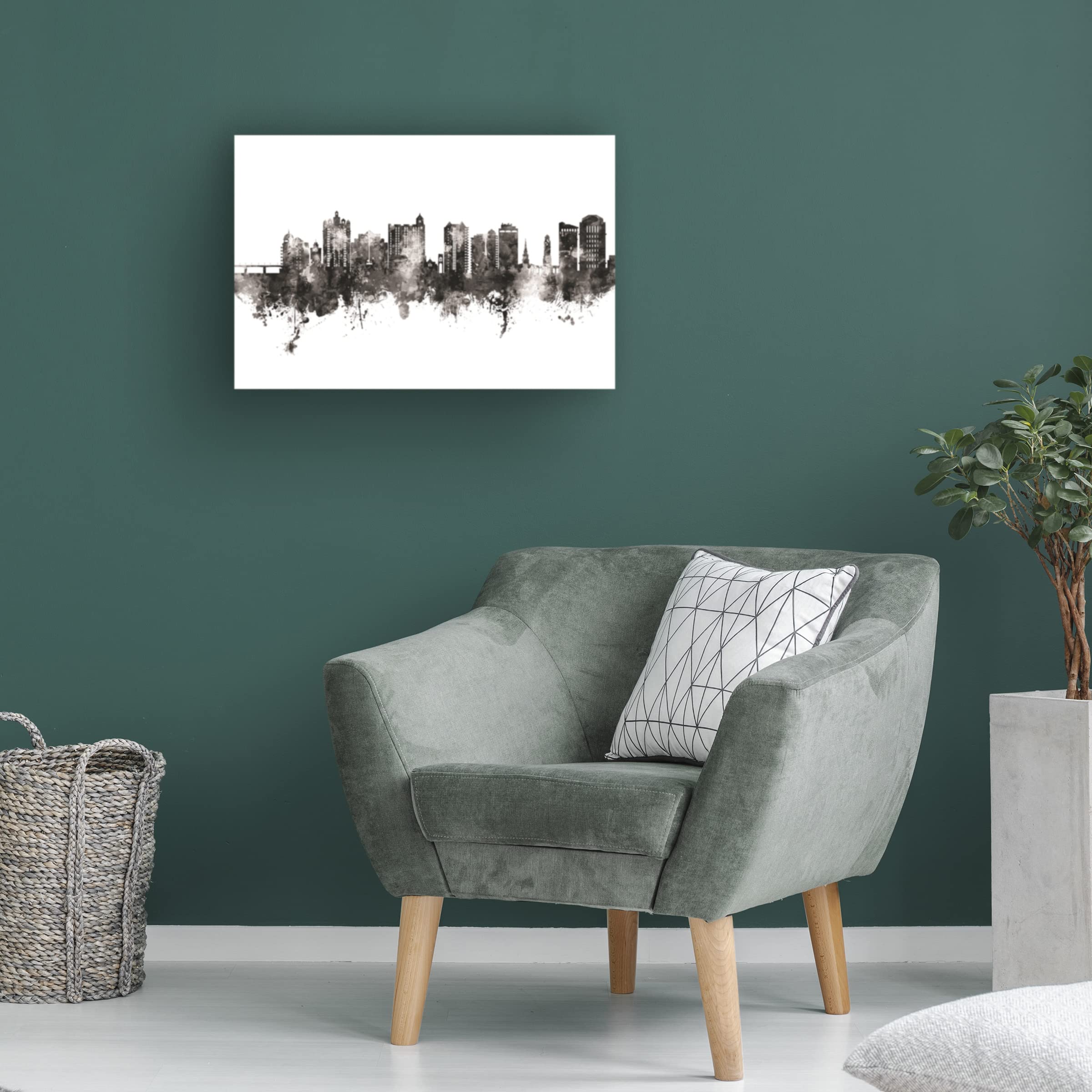 Michael Tompsett Sarasota Florida Skyline BW Canvas Art Print - Black & White Cityscape Wall Decor for Living Room, Office & Bedroom