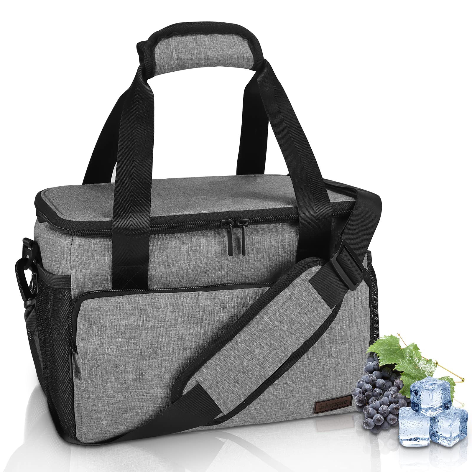 Insulated Lunch Box for Men & Women - Reusable Thermal Lunch Bag for Work, School & Picnics - Leakproof Cooler Bag with Adjustable Strap - Perfect for Office, Hiking & Travel (Grey)