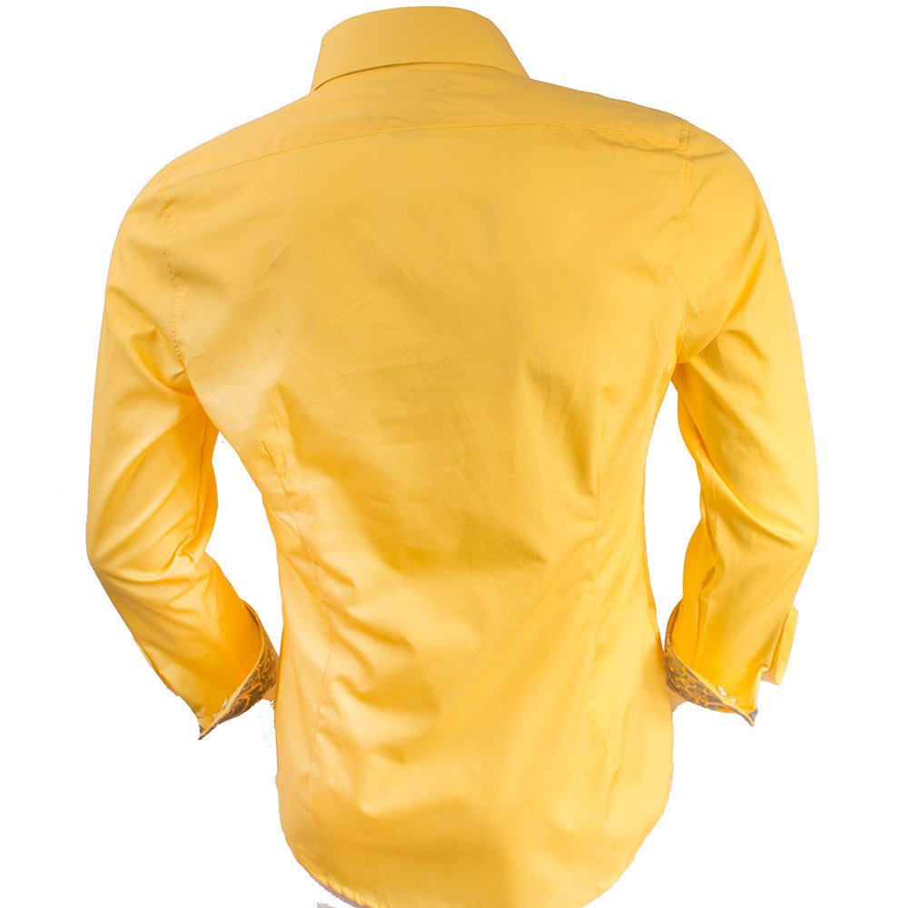 Premium Bright Yellow & Grey Contrast Designer Dress Shirts for Men - Made in USA - Perfect for Business Meetings & Formal Events