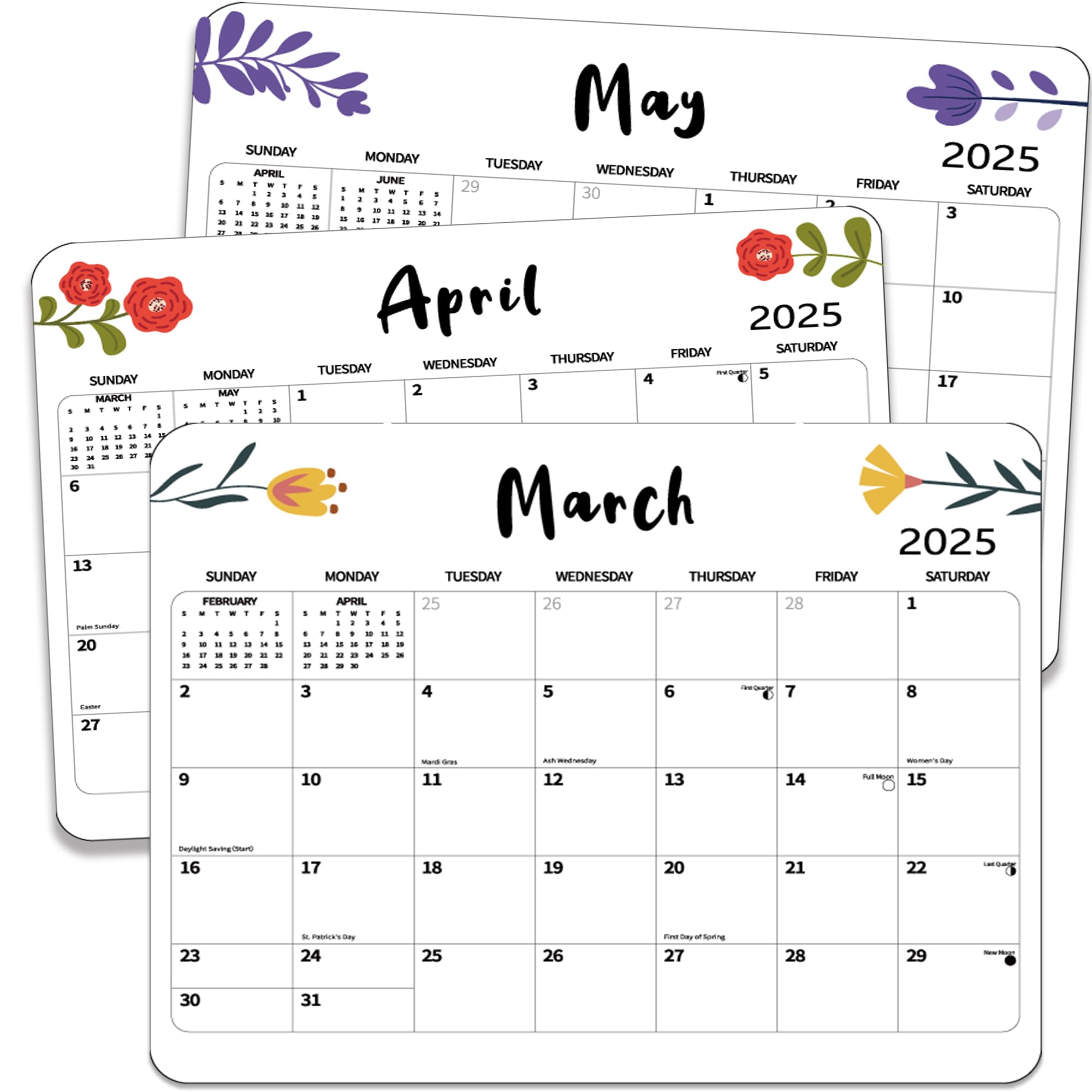 2025 Magnetic Refrigerator Calendar - 12 Month Dry Erase Wall Planner (8