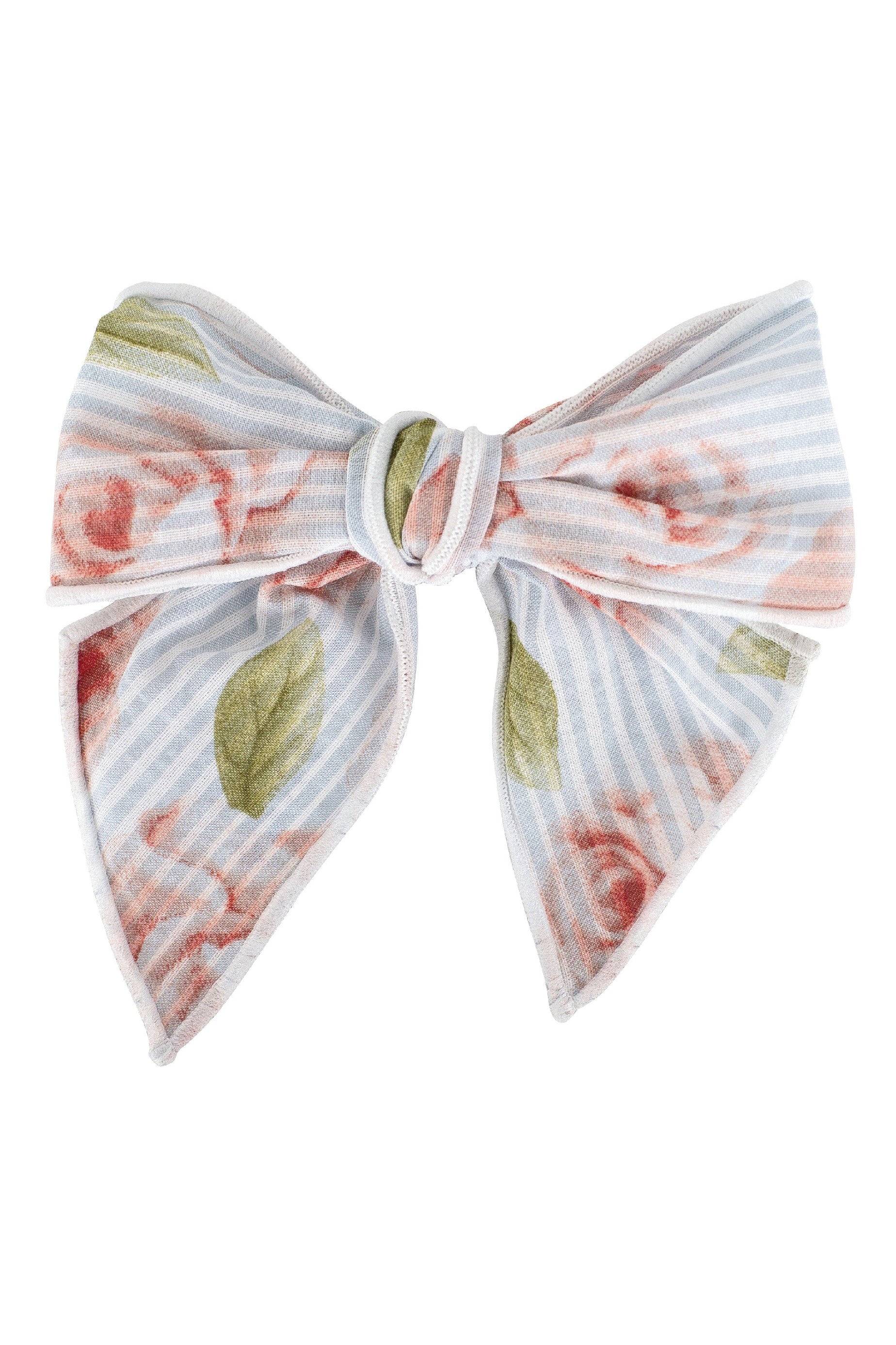 Elegant Blue & Pink Rose Print Hair Bow for Women & Girls - Perfect for Weddings, Parties & Everyday Fashion Accessories