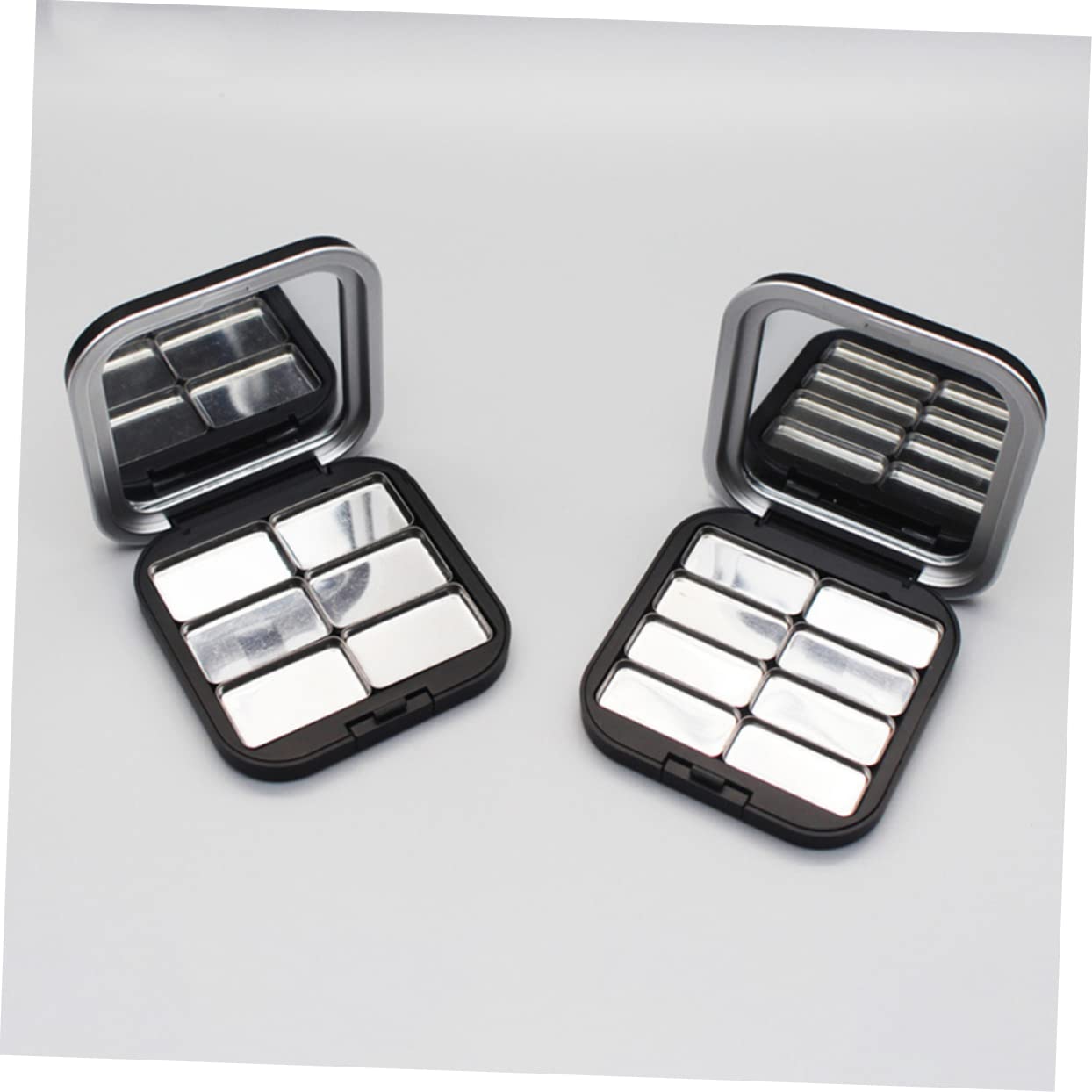 FOMIYES 2-Piece Magnetic Black Empty Eyeshadow Palette - Refillable Makeup Organizer for Travel, Professional Makeup Artists & Home Use | Portable Cosmetic Storage Case for Eyeshadows, Blush & Powder