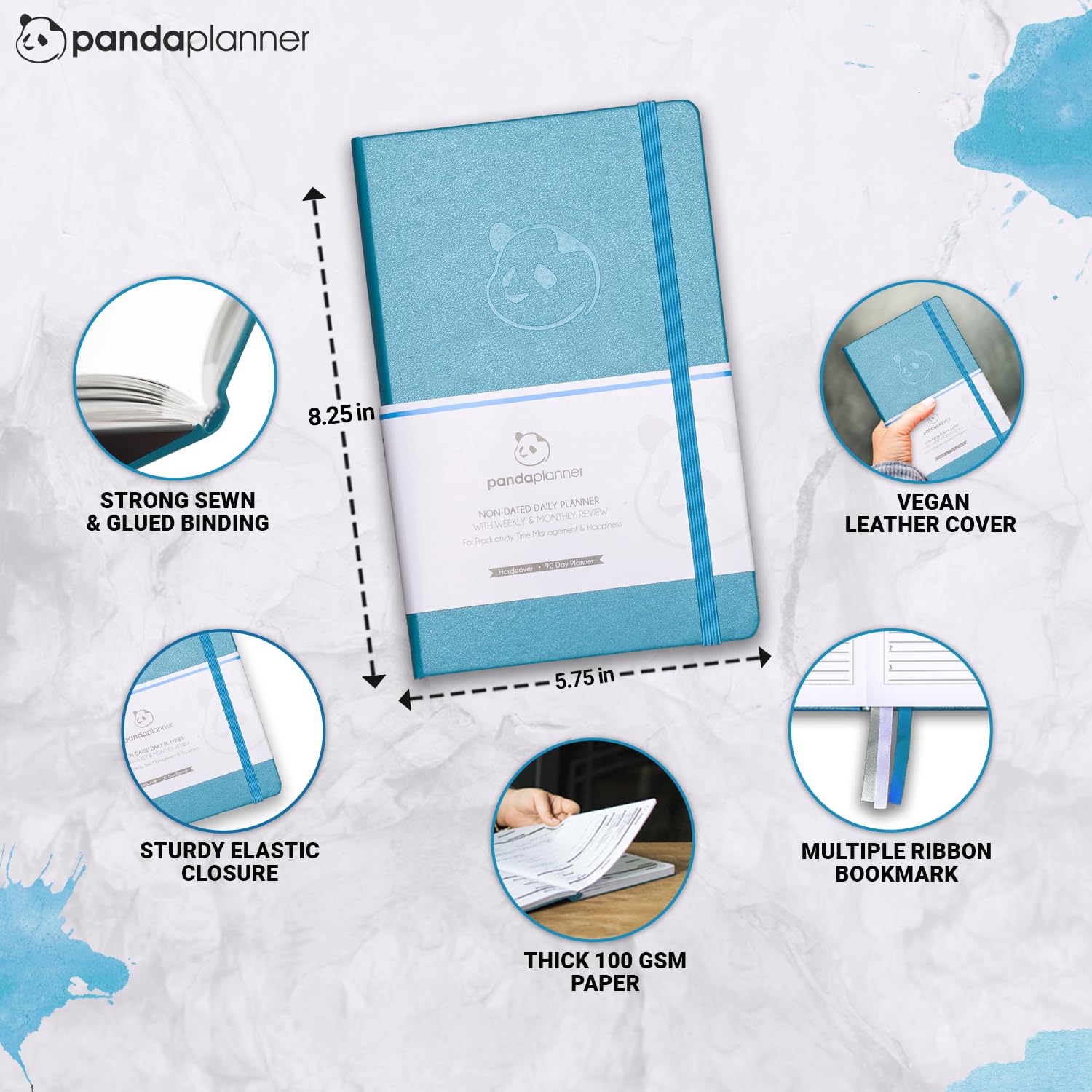 Panda Planner 2025 Undated Daily Planner with Hourly Schedule - 5.75
