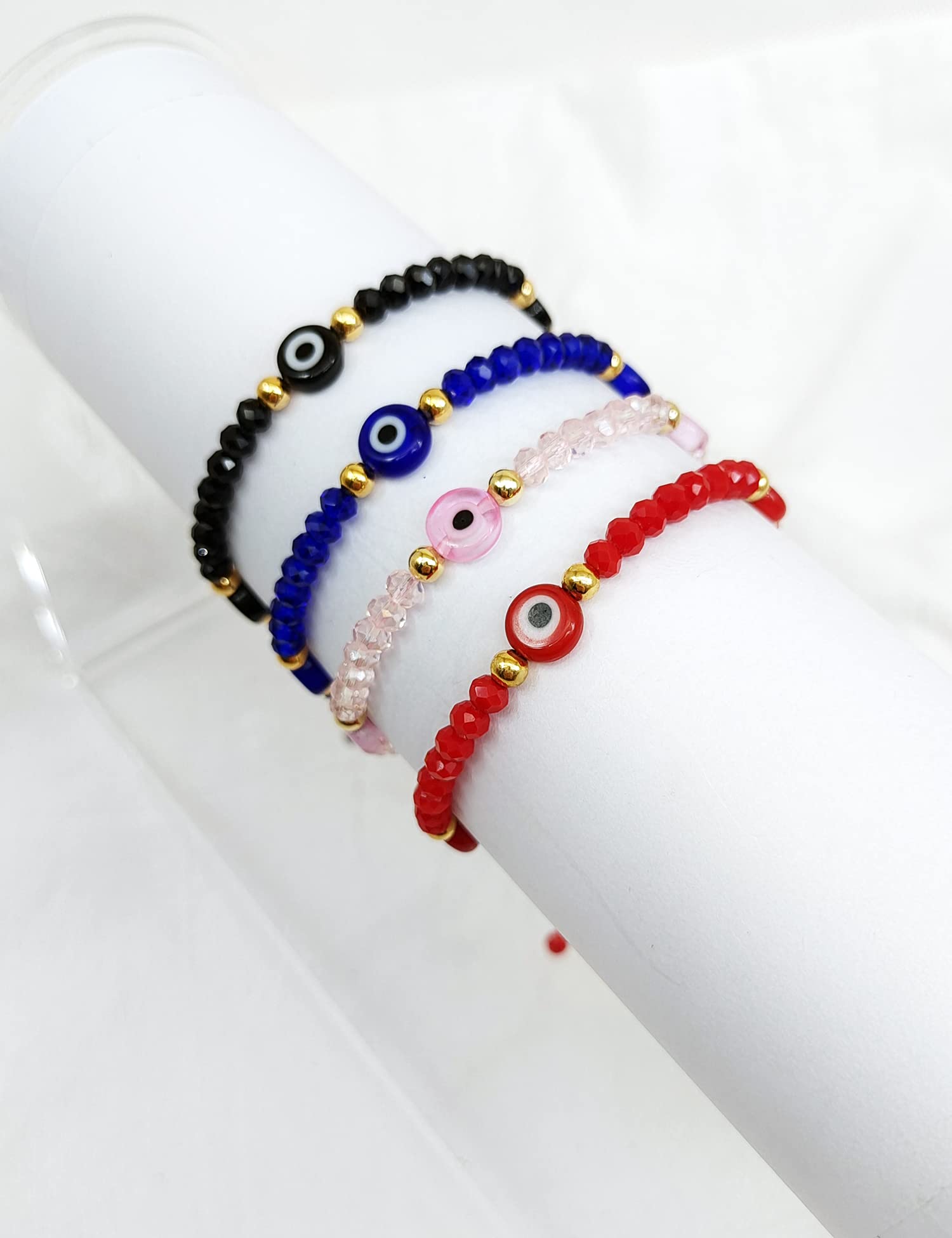 Evil Eye Beaded Bracelet for Women - Adjustable Protection Amulet with Blue & Red Beads - Good Luck Charm Jewelry for Everyday Wear, Gift Giving & Spiritual Protection