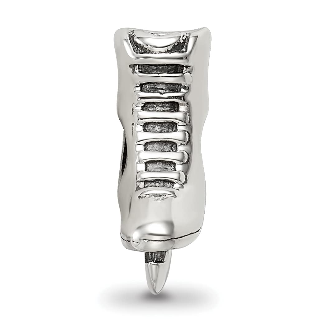 Prerogatives Sterling Silver Ice Skate Charm Bead - Perfect for Jewelry Making, Bracelets & Necklaces - Winter Sports & Figure Skating Gifts