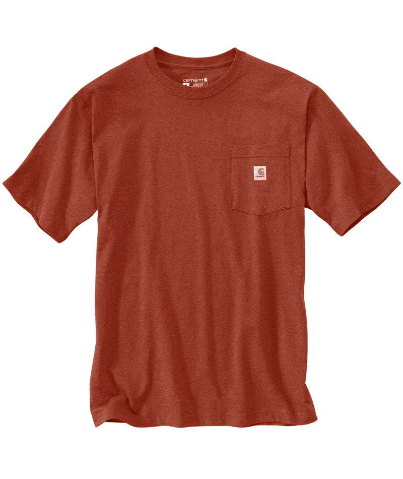 K87 Loose Fit Heavyweight Pocket T-Shirt for Men - Saddle Red Heather | Comfortable Casual Wear for Everyday Use & Outdoor Activities