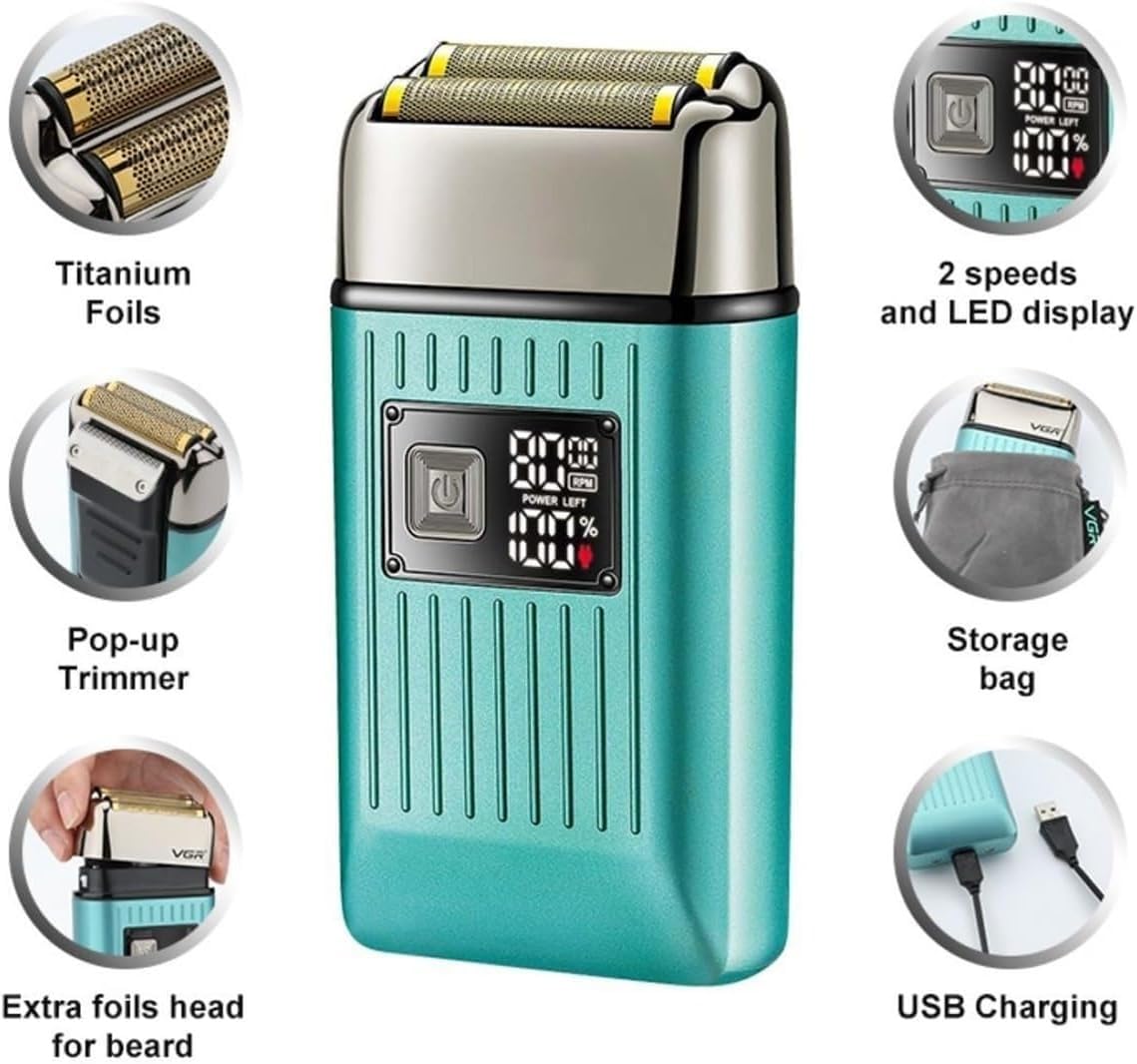 Professional Electric Shaver for Bald Men - Waterproof Rechargeable Foil Shaver with Beard Trimmer, Cordless Men's Shaving Machine (Yellow) | Perfect for Travel, Gym & Daily Grooming Routine