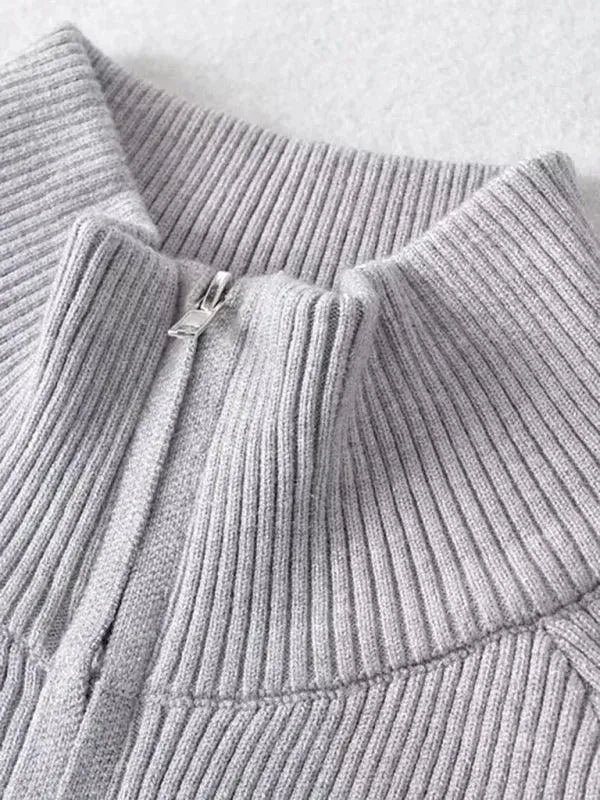 Stylish Striped Zipper Cardigan Sweater for Women - Cozy Fall & Winter Fashion - Perfect for Office, Casual Outings & Layering