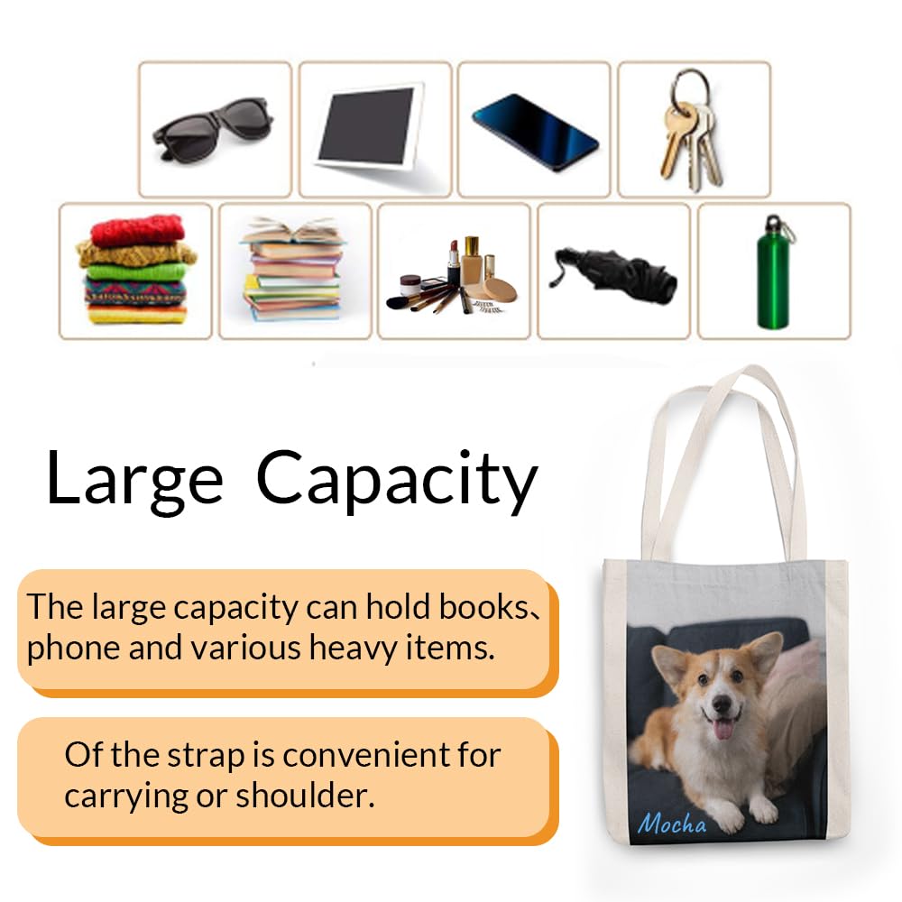 Custom Personalized Women's Handbags - Photo & Text Printed Large Capacity Shoulder Bags for Travel, Shopping, Picnics & Daily Use | Reusable Gift Idea for Her