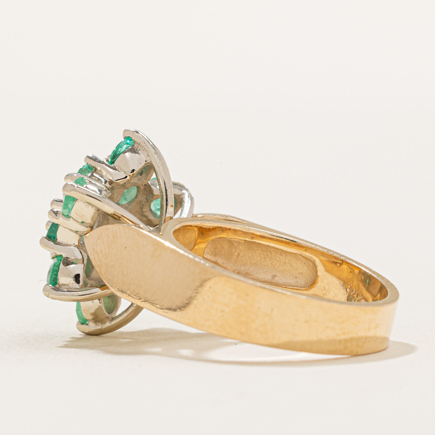 1.50ctw Emerald & Diamond Flower Cluster Ring - 0.15ct Diamond Accents | Size 6.75 | Elegant Jewelry for Weddings, Anniversaries & Special Occasions