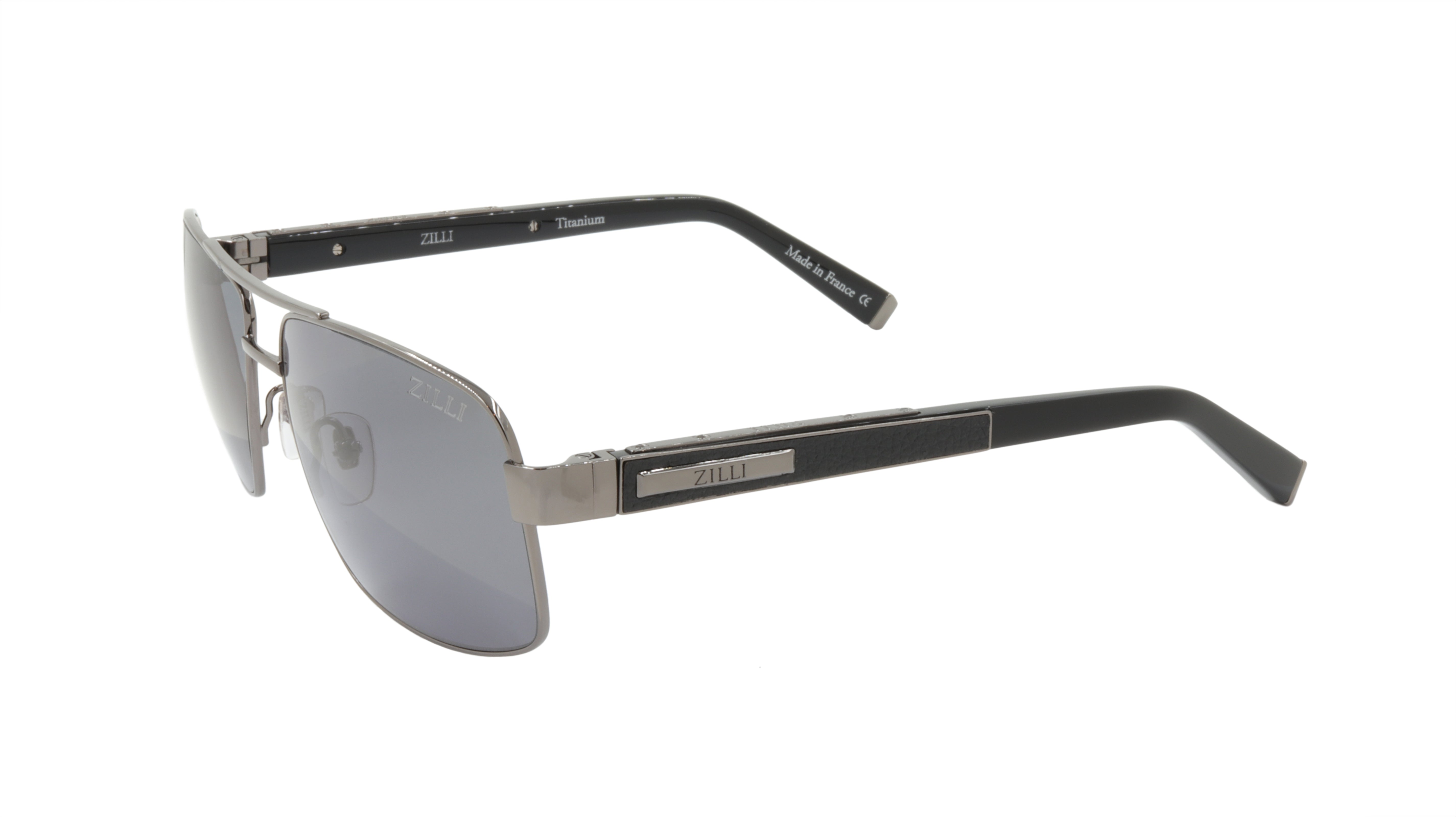 ZILLI Luxury Sunglasses for Men & Women - Titanium Acetate Frame with Genuine Leather Polarized Lenses - Handmade in France (Model ZI 65001 C03) - Perfect for Driving, Travel & Fashion Accessories