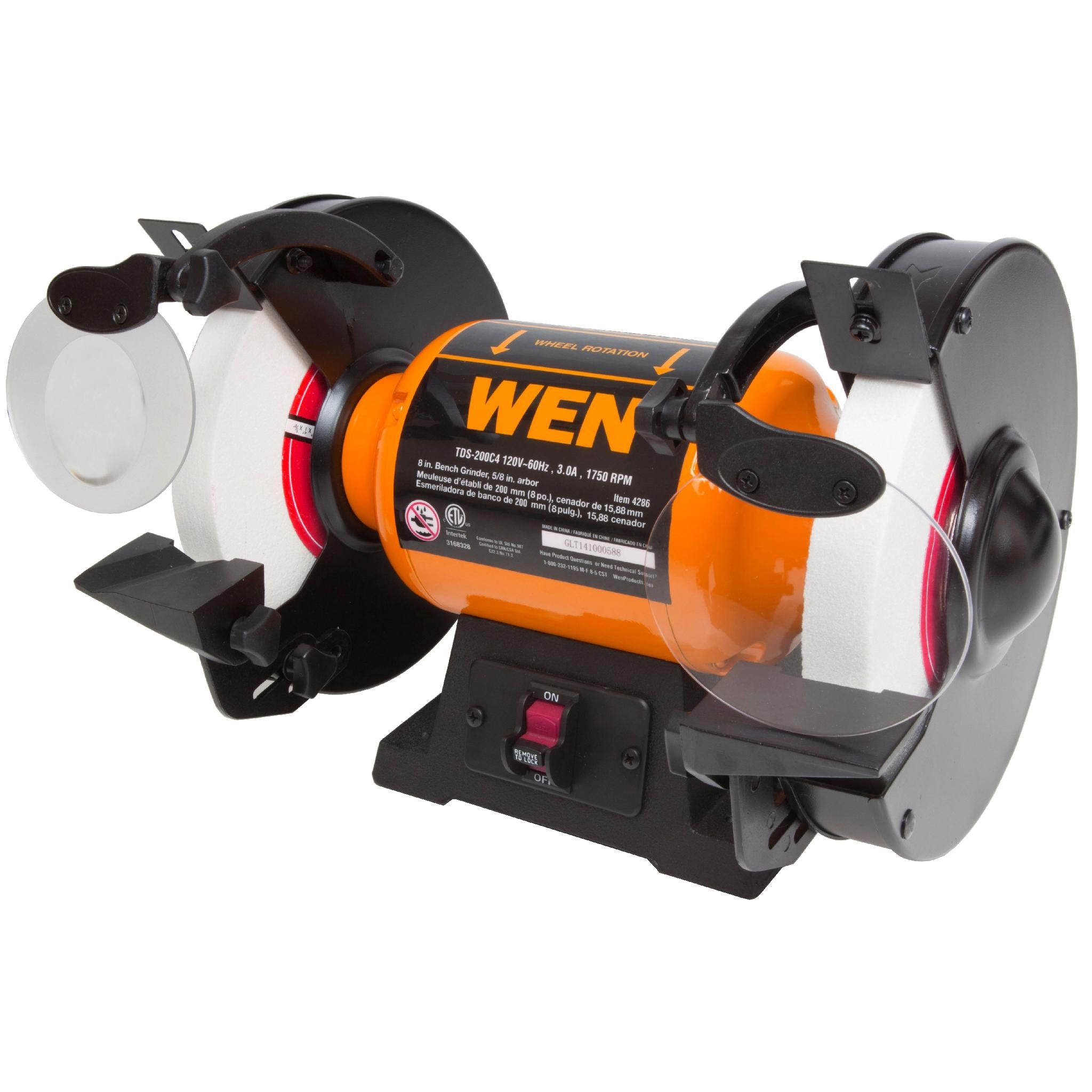 WEN R4286 8-Inch Slow Speed Bench Grinder - Manufacturer Refurbished | Perfect for Sharpening Tools, Metalworking & DIY Projects