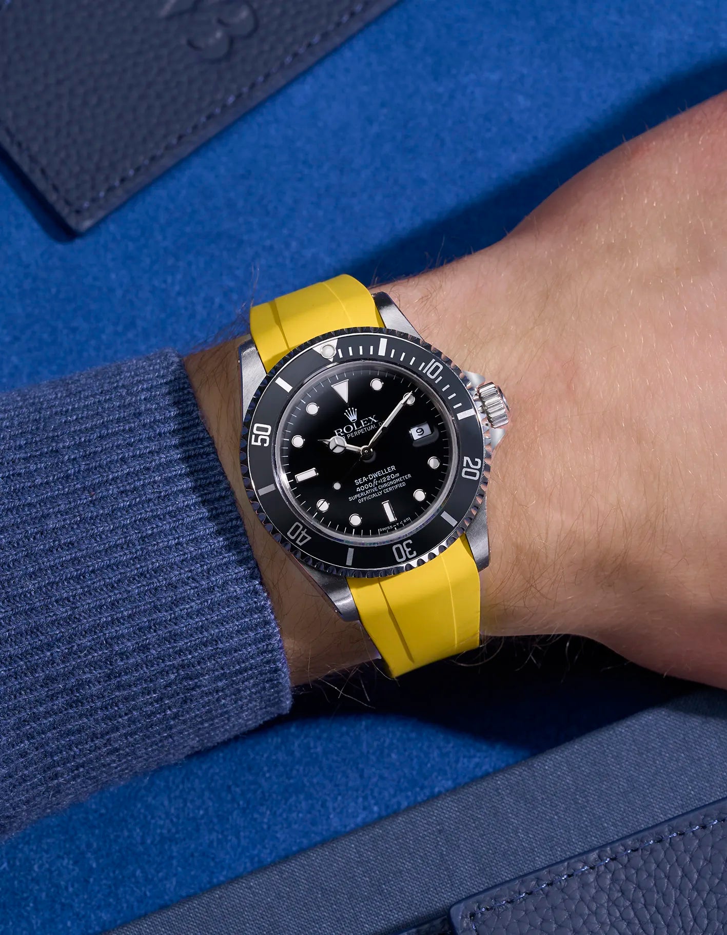 High-Quality FKM Rubber Watch Strap with Original Clasp for Rolex Sea Dweller 16600 - Durable, Comfortable & Waterproof for Diving, Swimming & Outdoor Activities