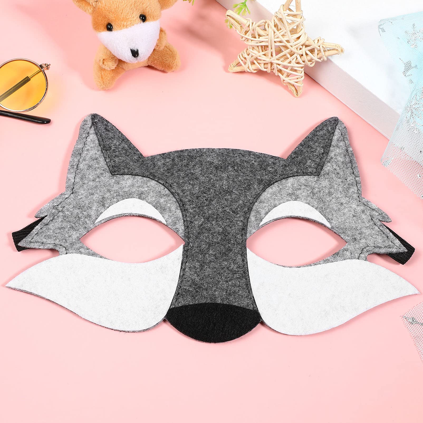 3PCS Wolf Felt Animal Masks for Kids - Half Face Wolf Costume Masquerade for Halloween, Birthday Parties & Cosplay - Perfect for Dress-Up, Role Play & Themed Events