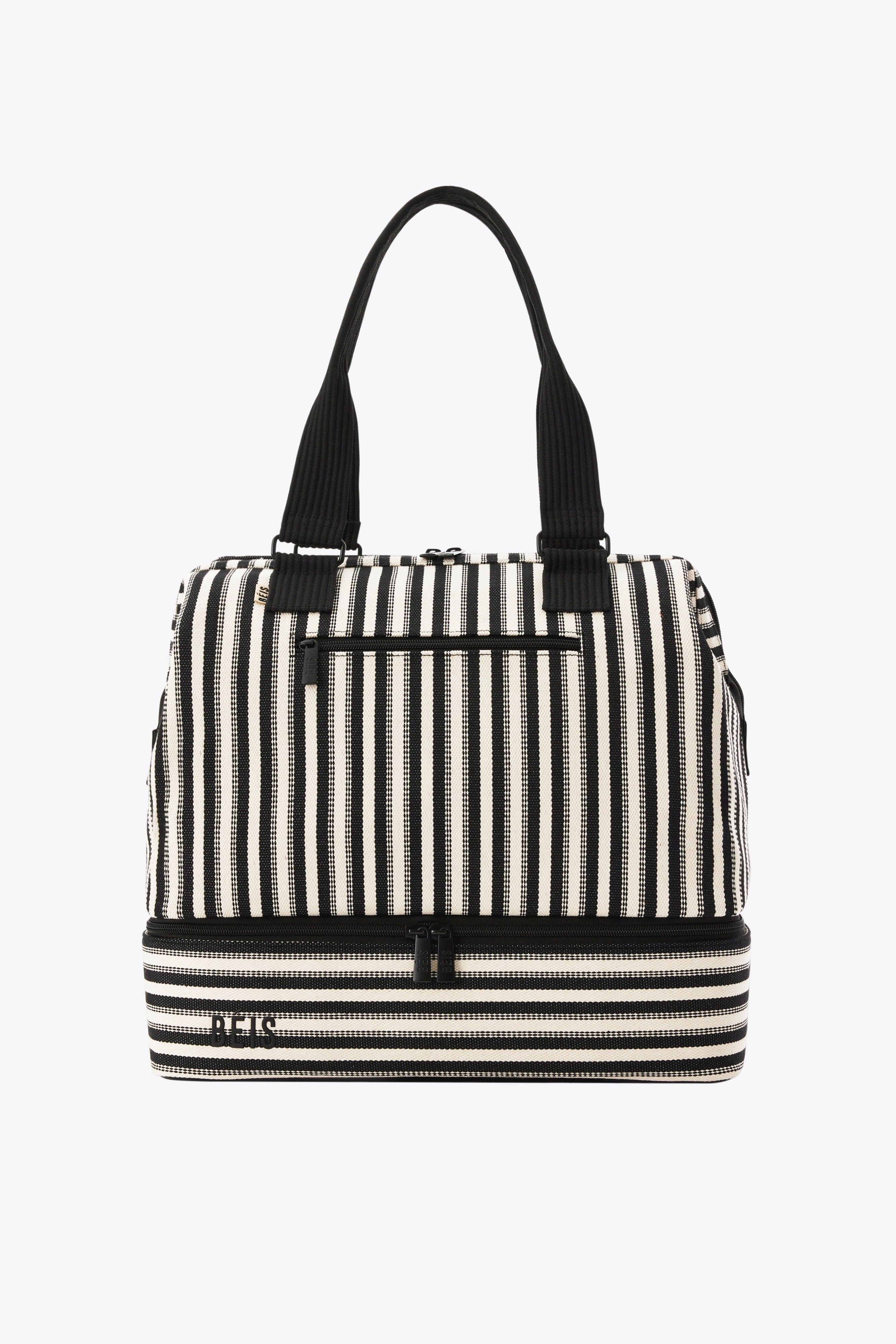 Mini Weekender Bag in Black Stripe - Stylish & Compact Carry-On for Weekend Getaways, Business Trips & Gym Essentials