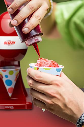 Courant Red Snow Cone Machine - Countertop Shaved Ice Maker for Desserts, Birthday Parties & Summer Treats | Includes Cones for Easy Serving | Perfect for Home, Cafes & Outdoor Events