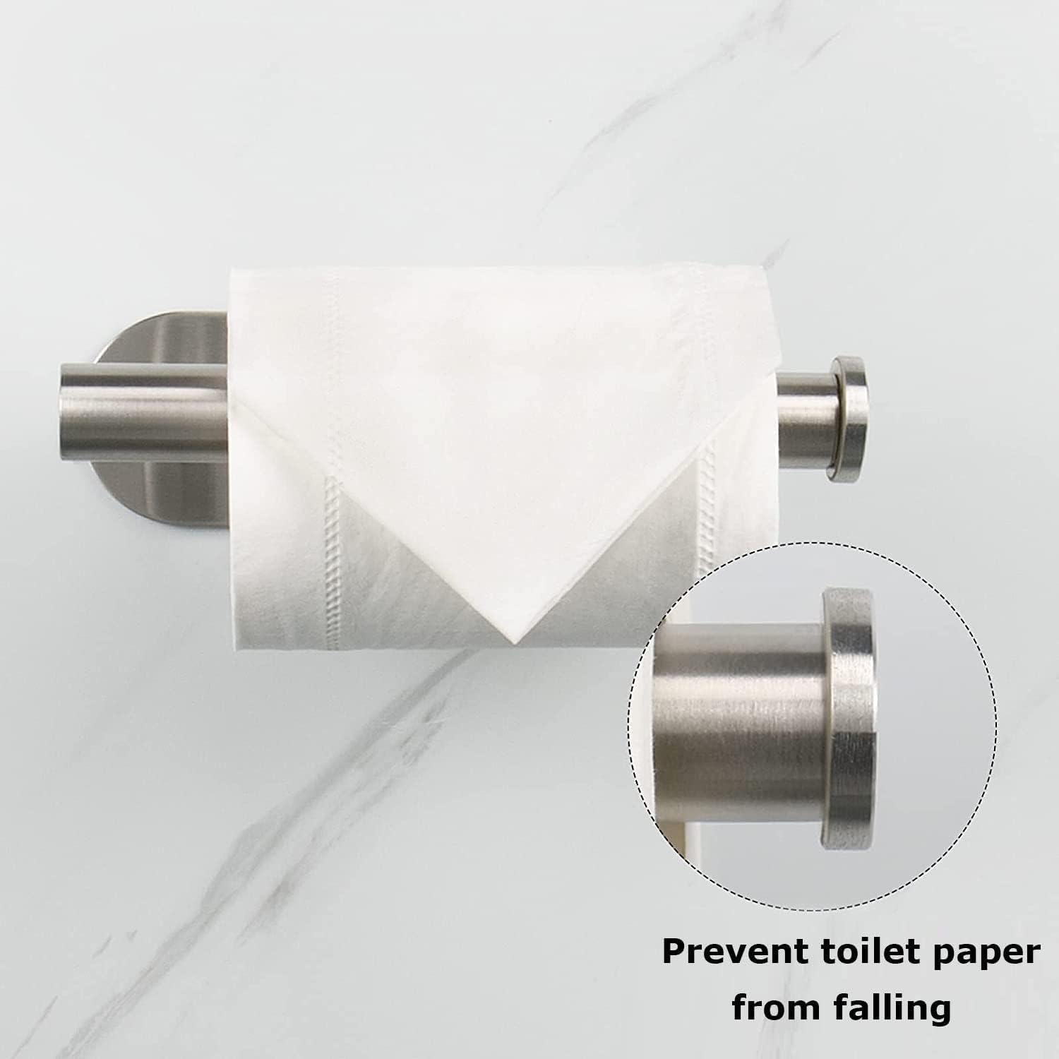 Stainless Steel Adhesive Non-Perforated Toilet Paper Holder for Bathroom - Wall Mounted, No Drilling Needed, Perfect for Apartments, RVs, and Small Spaces
